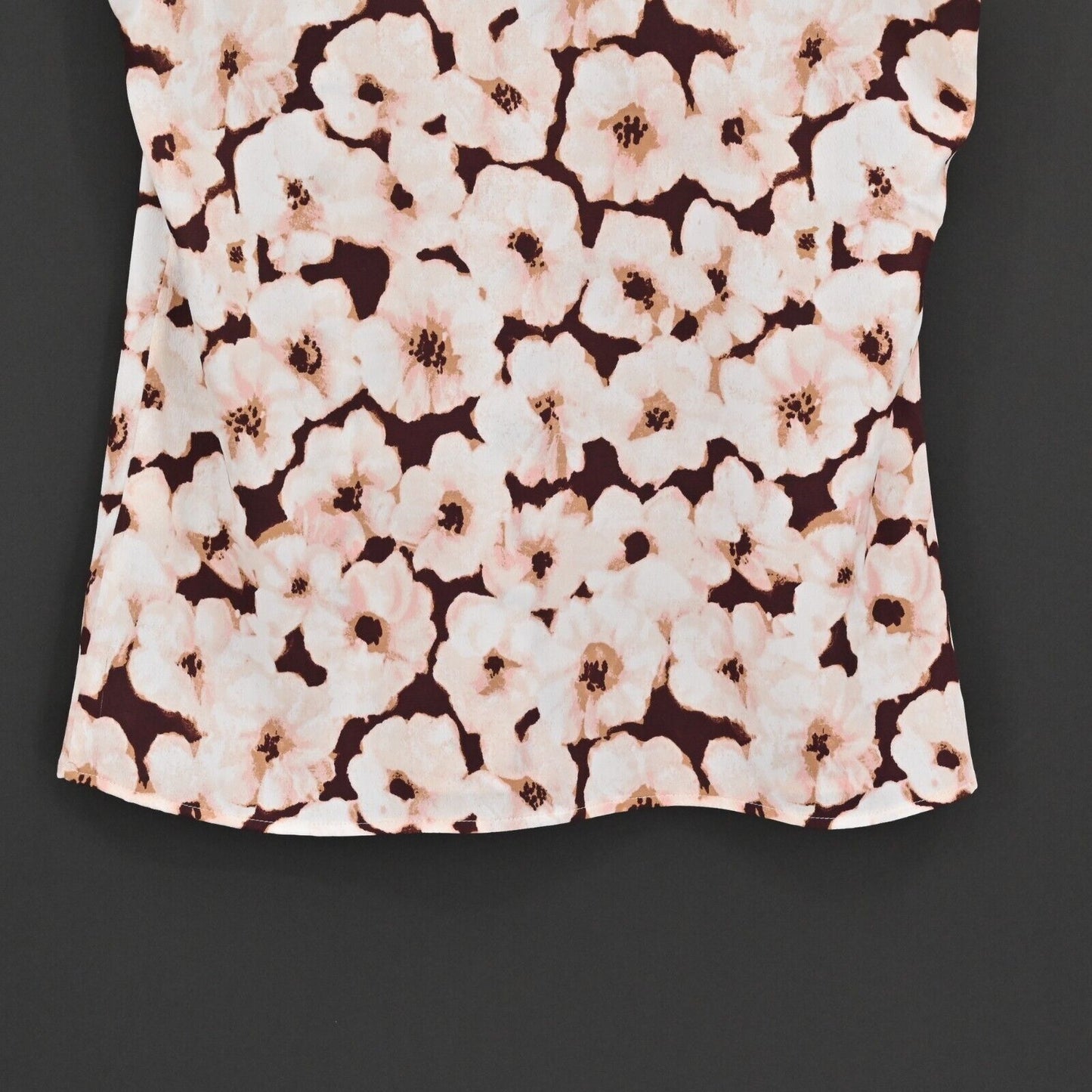BANANA REPUBLIC Top Womens Sz XS Burgundy Blush Floral Sleeveless Ruffle V Neck