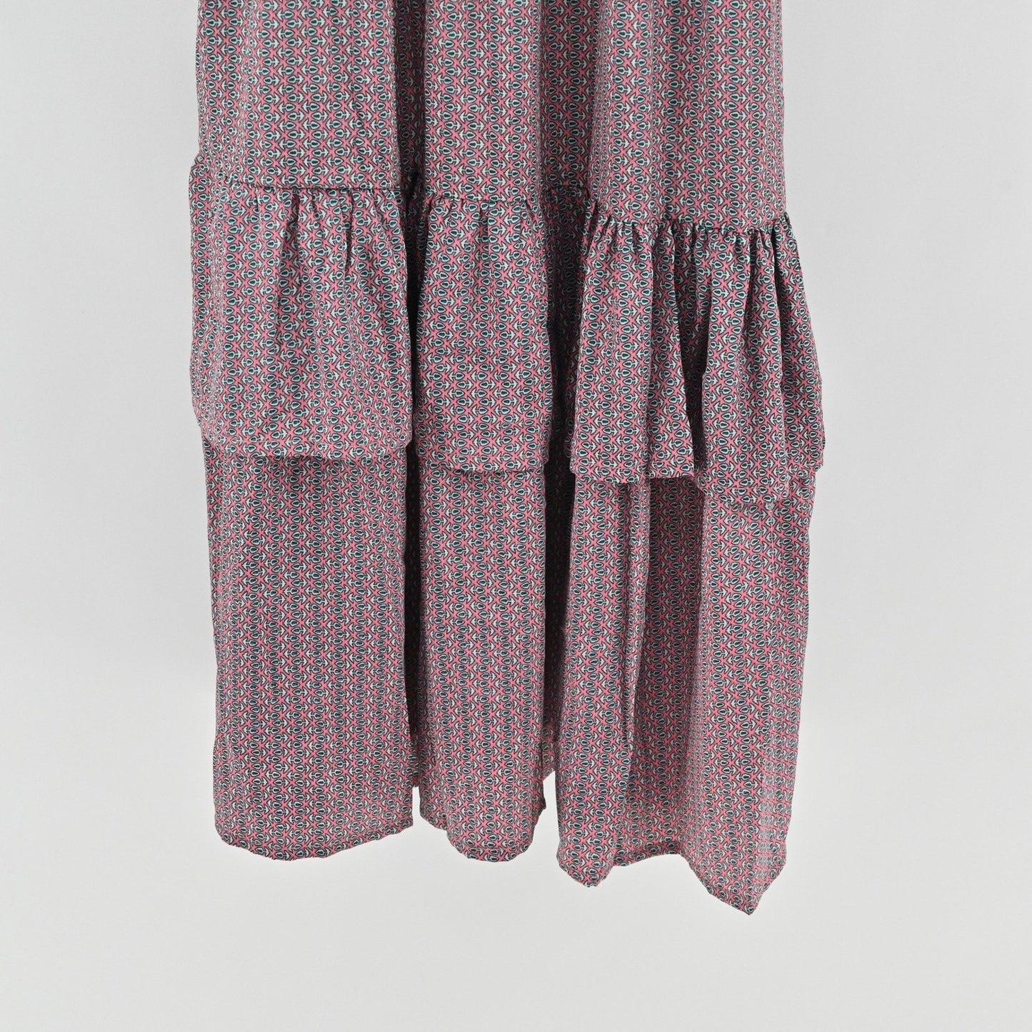 PERRY WALKER COLLECTIVE Cornelia Silk Midi Dress Size M Pink Floral Peasant Boho