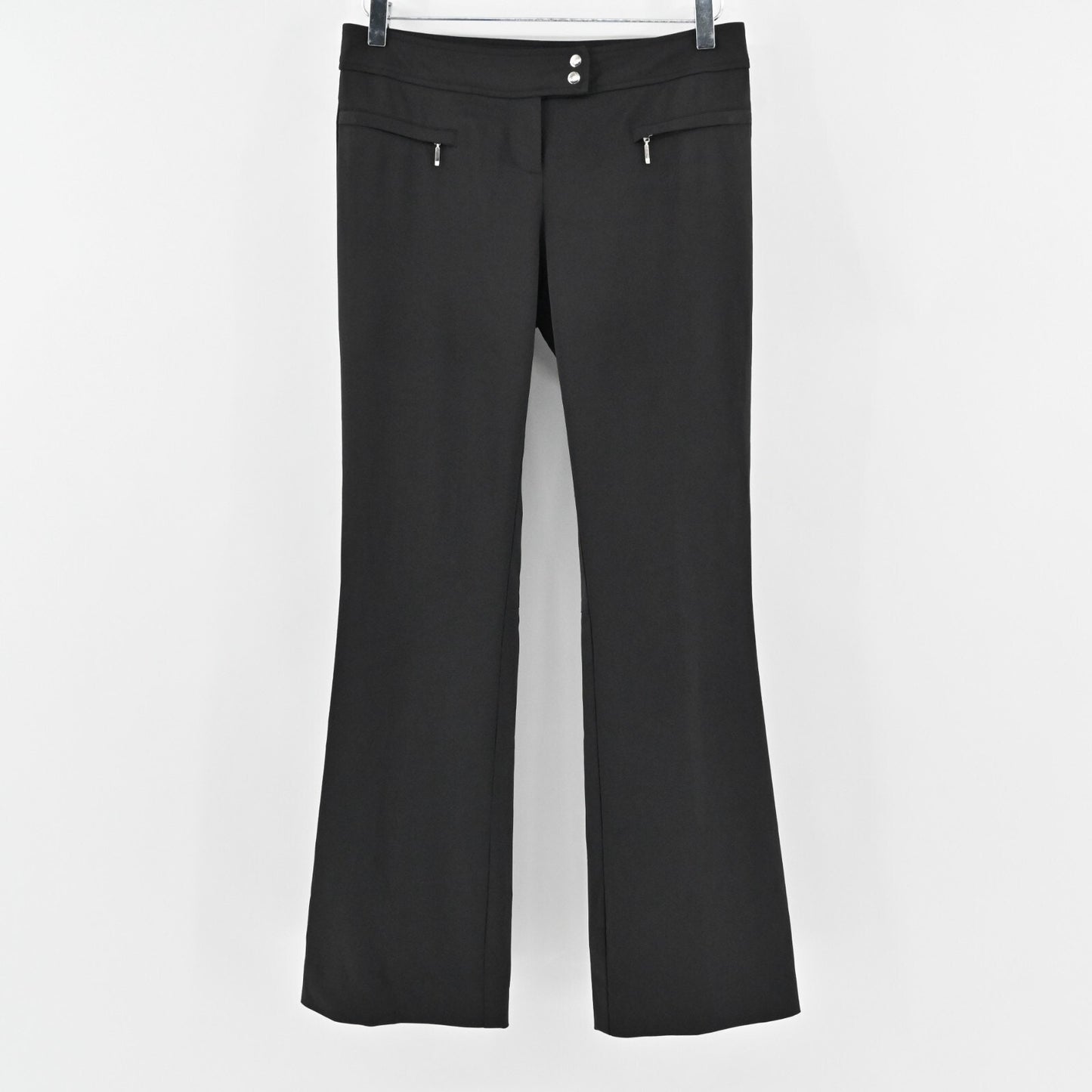Vtg CACHE Pants Womens Size 2 Black Flare Stretch Zip Pockets Y2k Whimsigoth
