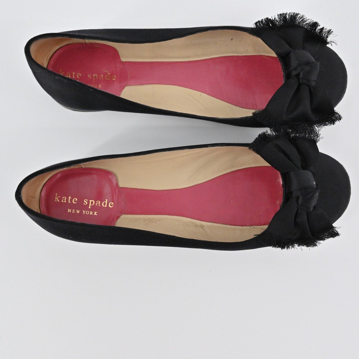Kate Spade Satin Bow Flats Women Size 6.5B Black Ballet Preppy Made in Italy