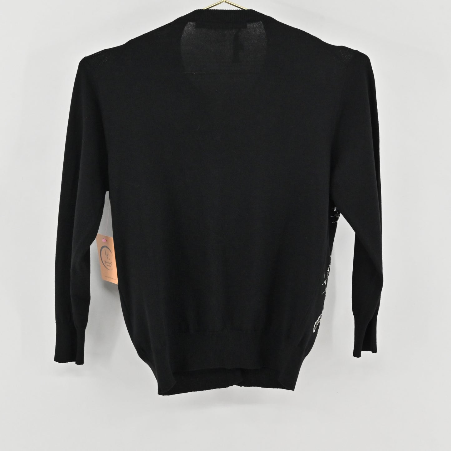 L’WREN Scott Black Beaded Cardigan Size L