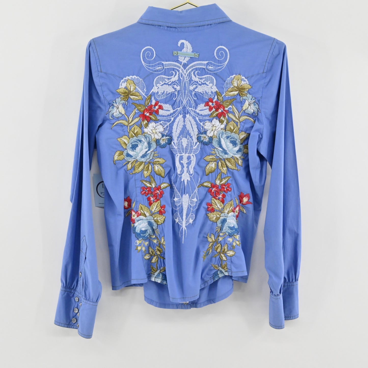 Johnny Was 3J Blue Floral Shirt Size L