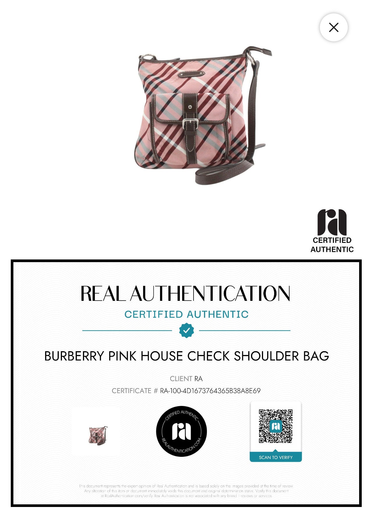 Burberry Pink House Check Crossbody