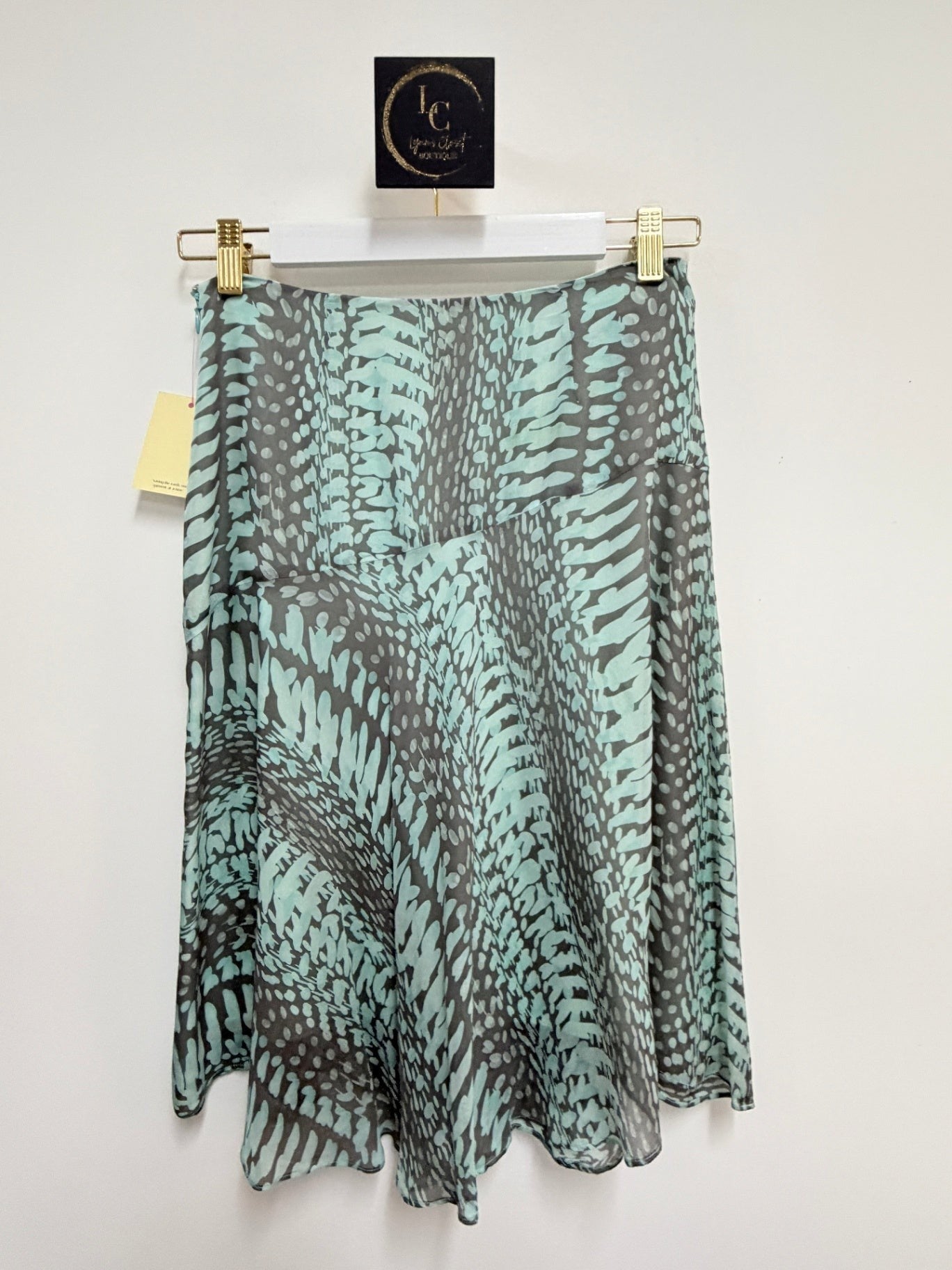 Liliu Mint/Gray Abstract Skirt Size M