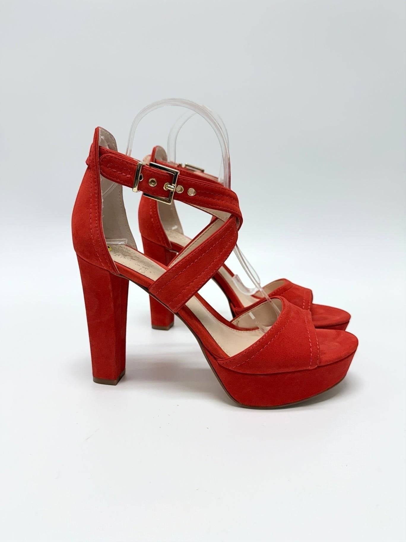 Vince Camuto Red Suede Heels Size 7.5