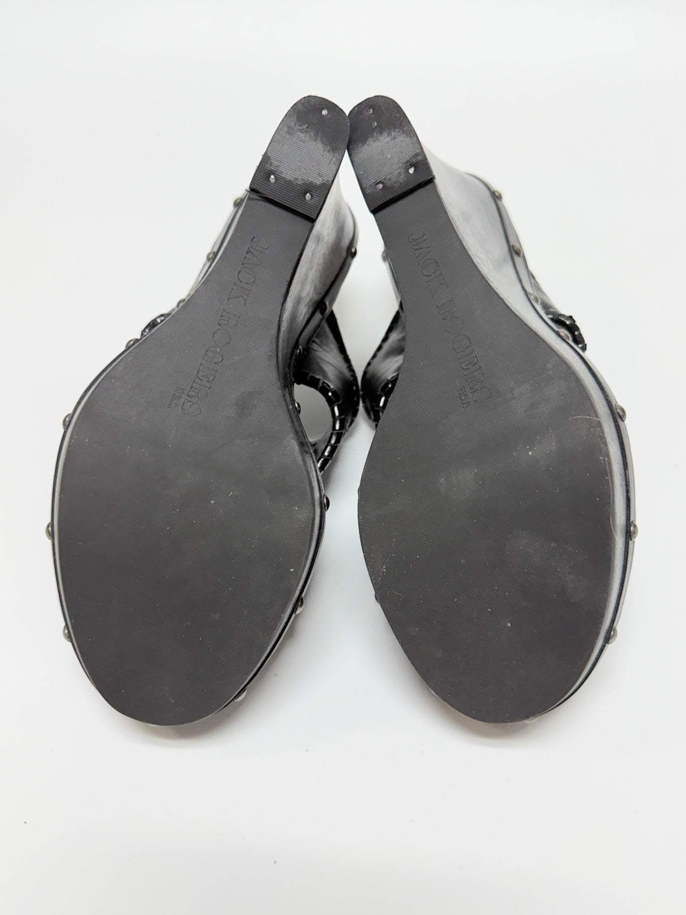 Jack Rogers Black Wedge Sandals Size 8