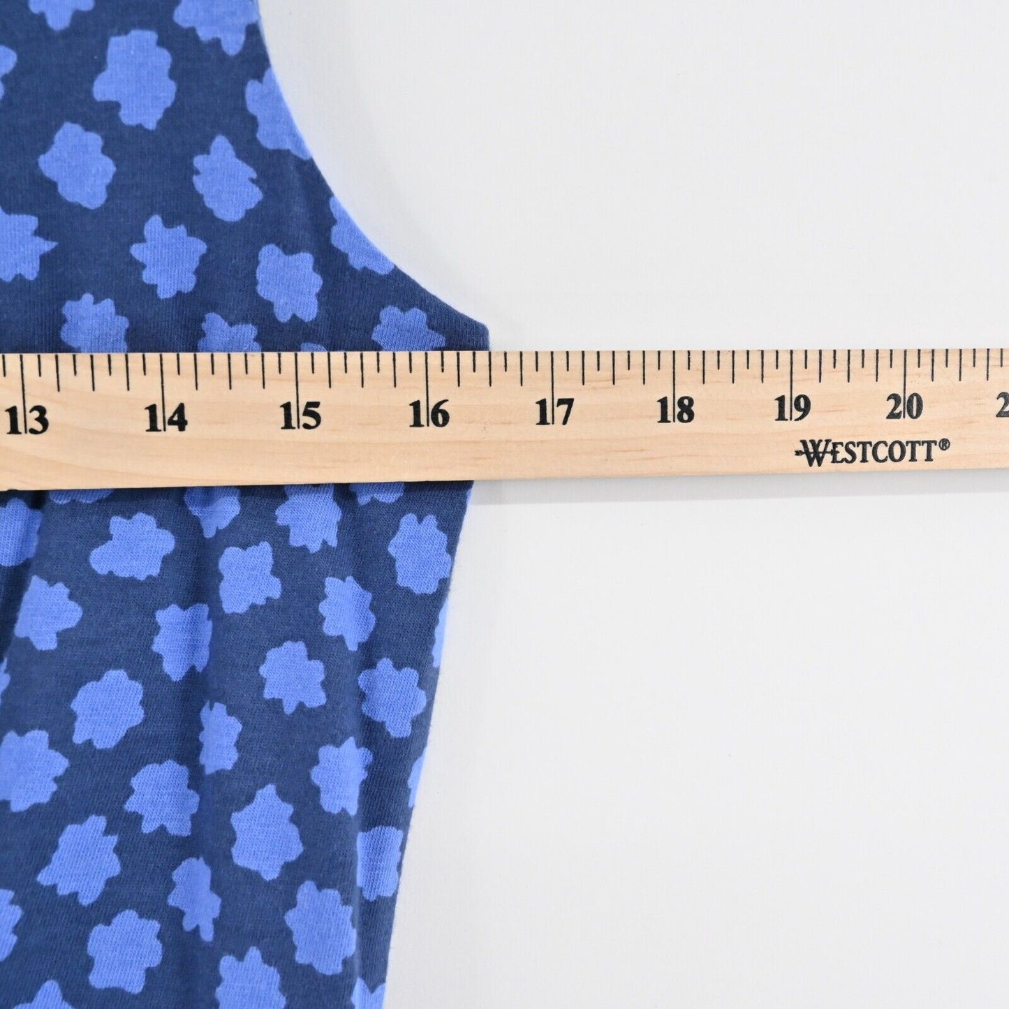 BODEN Dress Sz 2 Blue Floral Cotton Blend Jersey Ruched Knee Length Tank Sheath