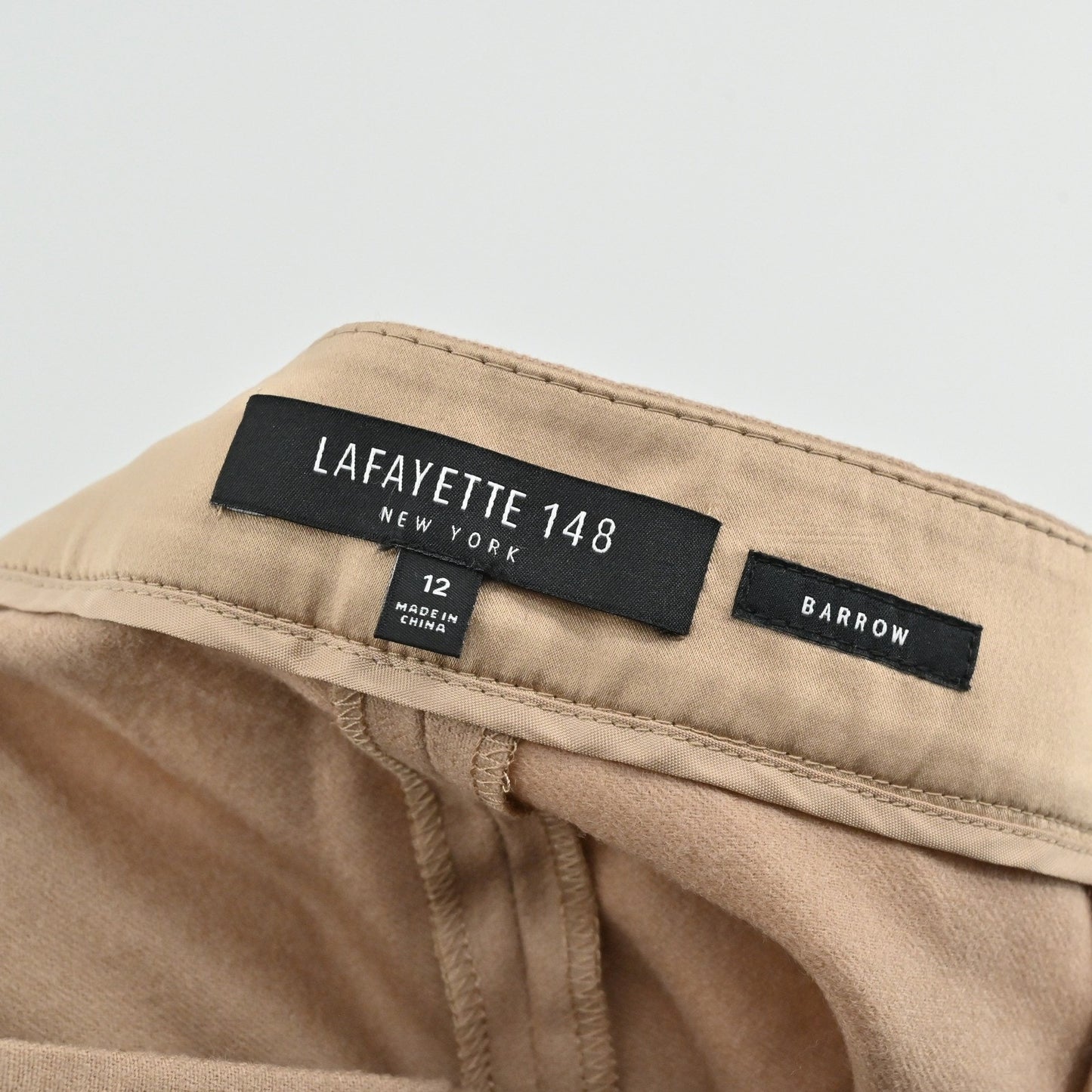 Lafayette 148 Barrow Wool Cashmere Pants Size 12 Tan Trousers Corpcore Luxury