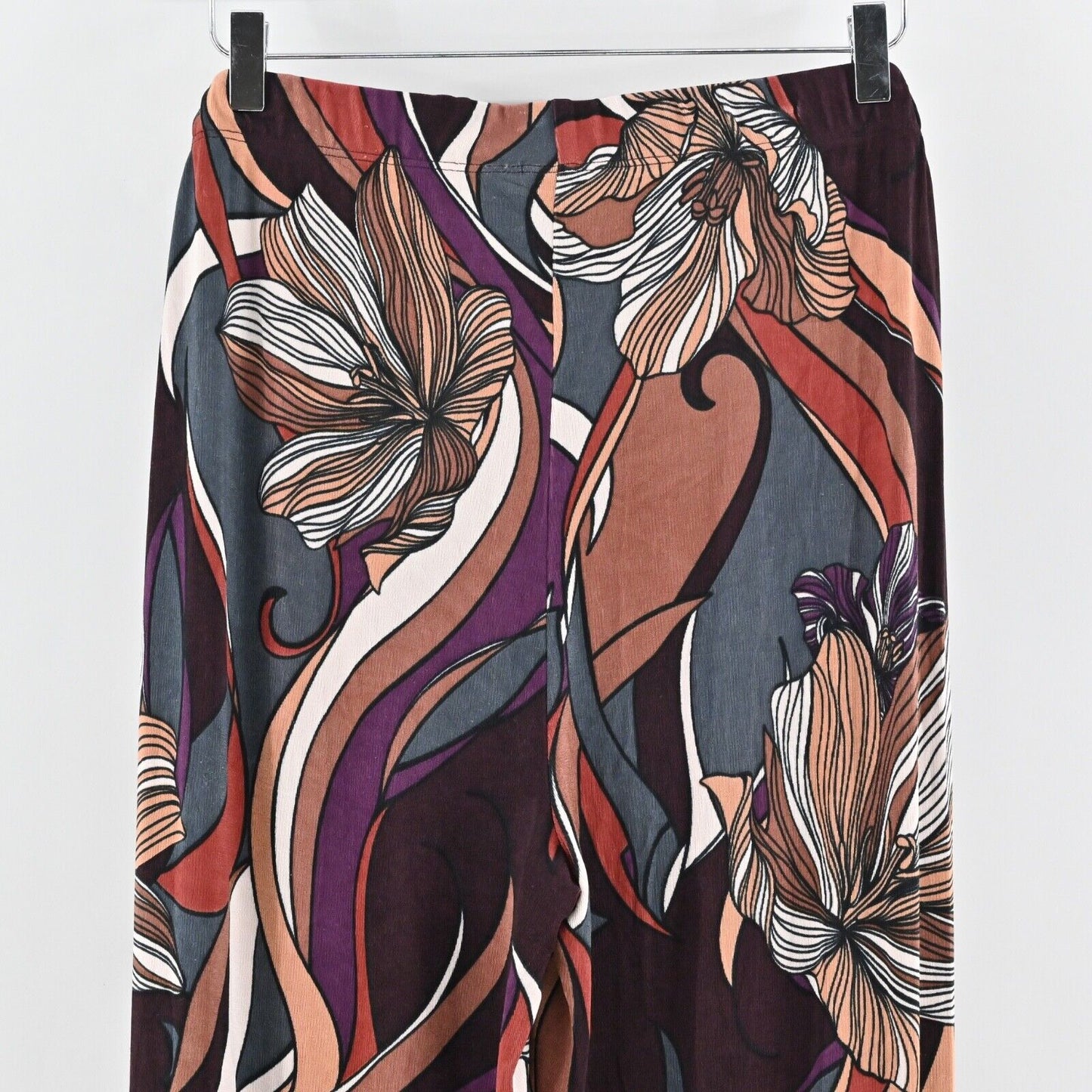 CHICOS Pants Womens Size XL Purple Floral High Rise Travelers Baroque Palazzo