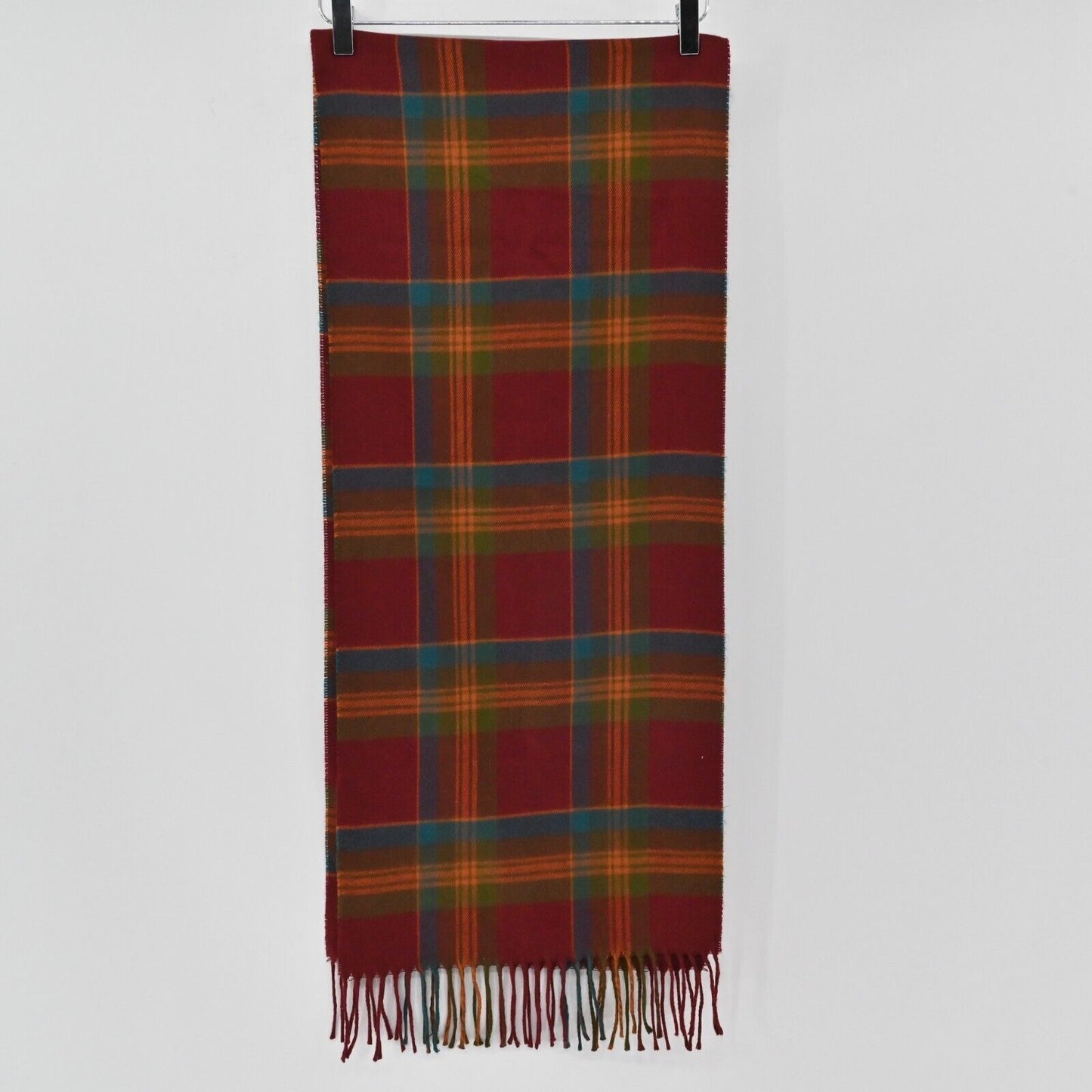 Vintage CHRISTIAN DIOR Scarf Unisex Cashmaire Fringe Plaid Scottish England 80s
