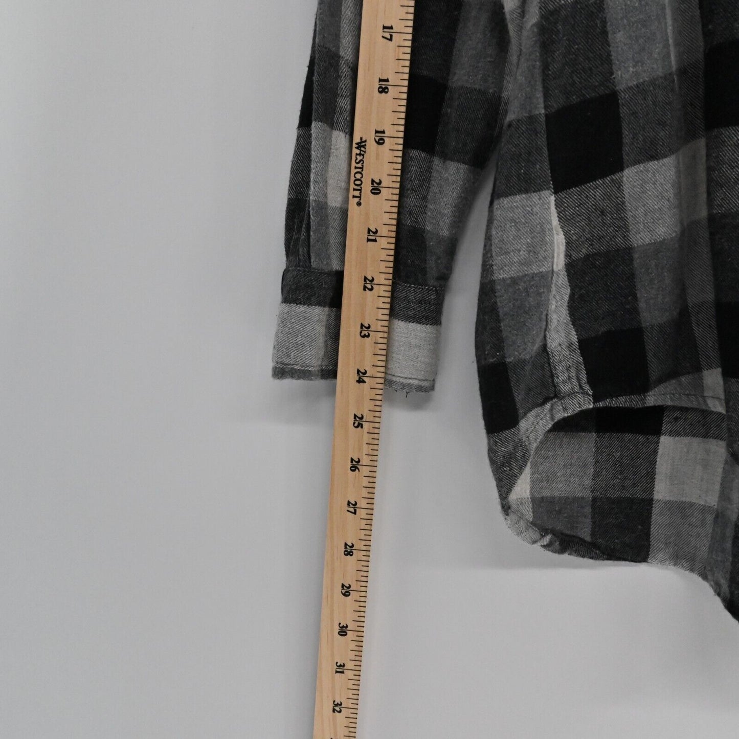 FURST OF A KIND Shirt Mens Sz XL Long Sleeve Check Print Black Soot Button Down