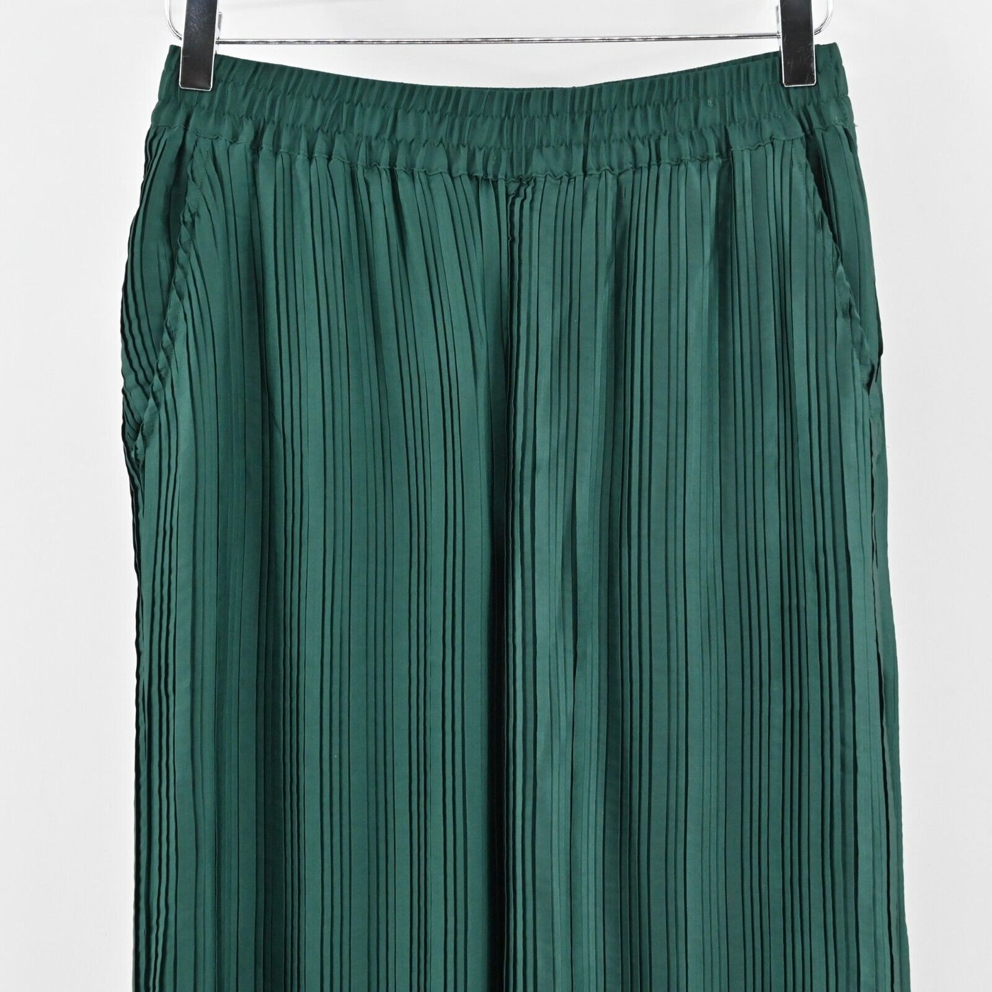 ZARA Pants Womens Size S Emerald Green Pleated Wide Leg Casual Pull On NEW