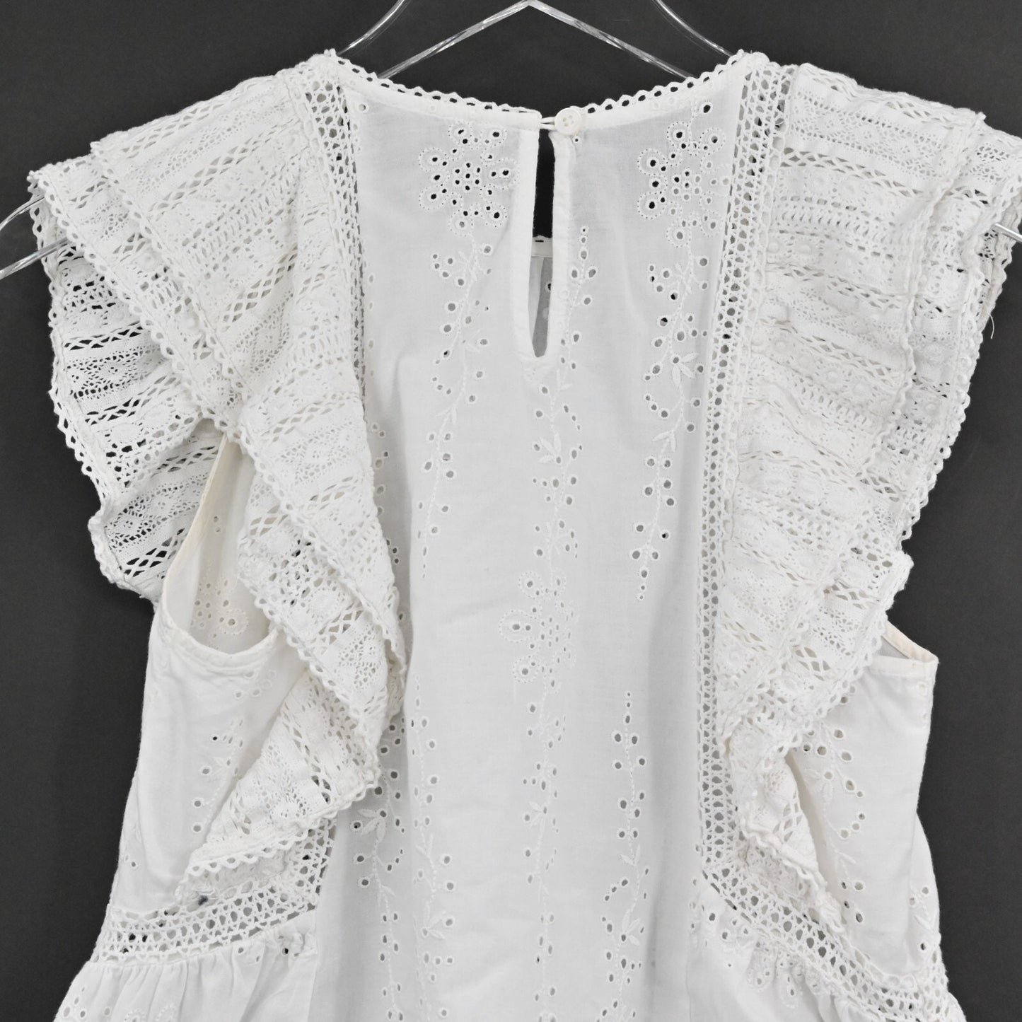 SEA Womens Lea Flutter Sleeve Top in Pure White Size 0 Blouse Cotton India Boho