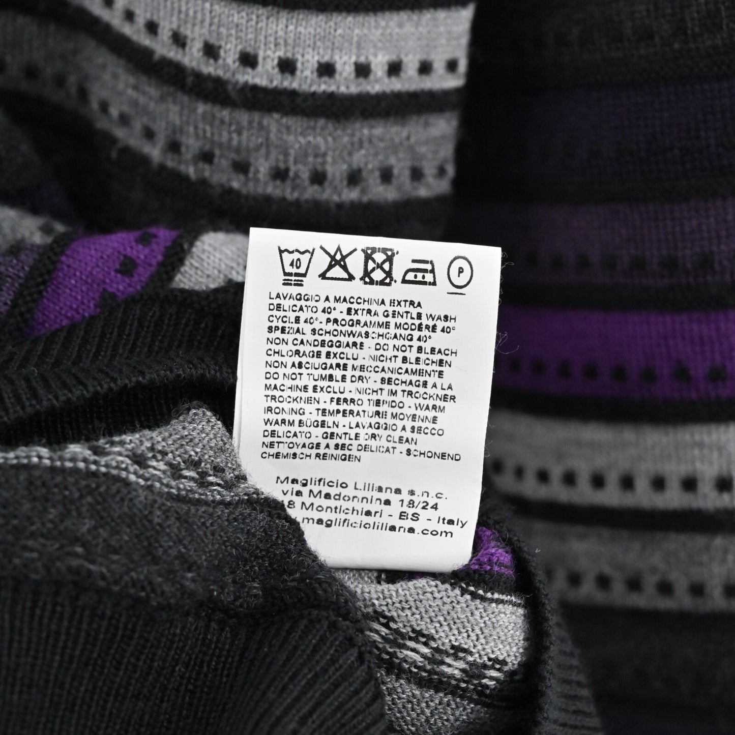 MAREMMA Wool Sweater Mens Size XL Purple Stripe Blend Knit Quarter Zip Italy