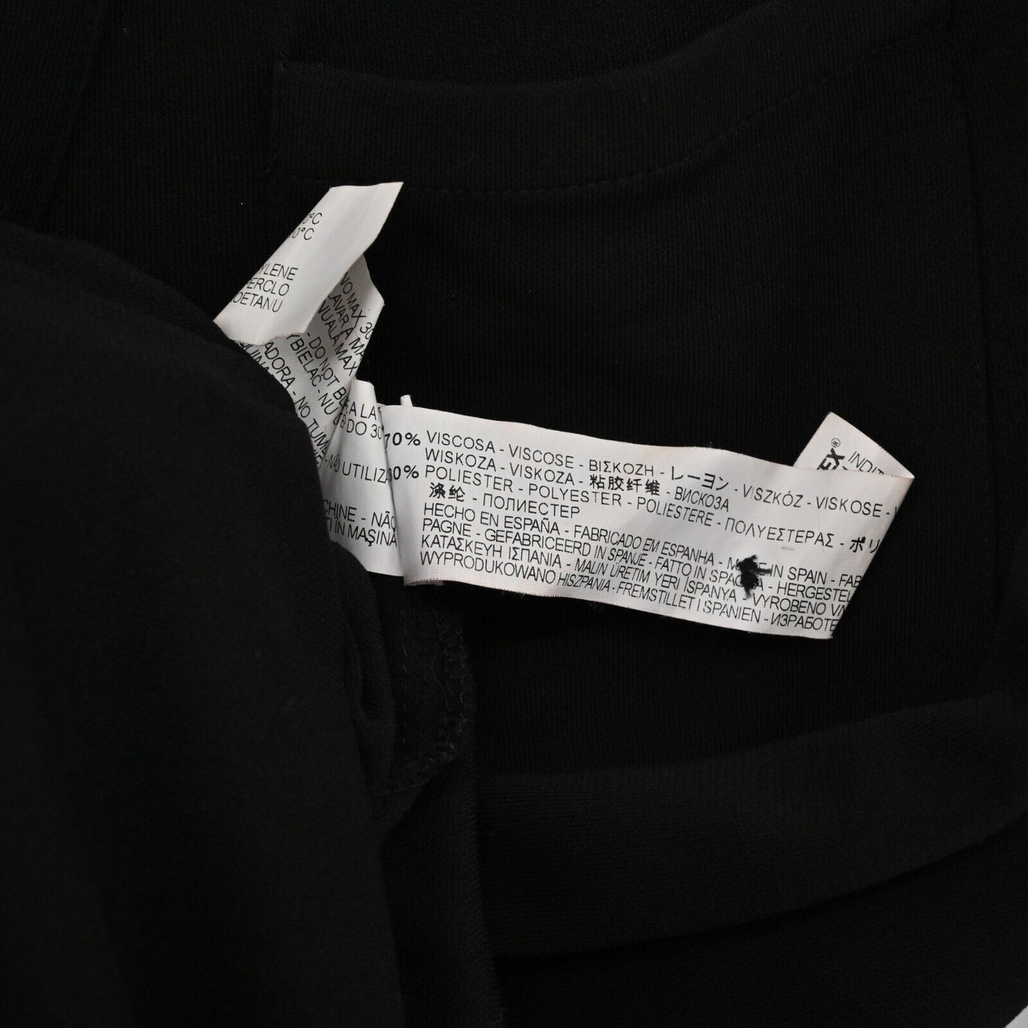 ZARA Dress Womens Size S Solid Black VNeck Shirt Style Relaxed Roll Tab Sleeve
