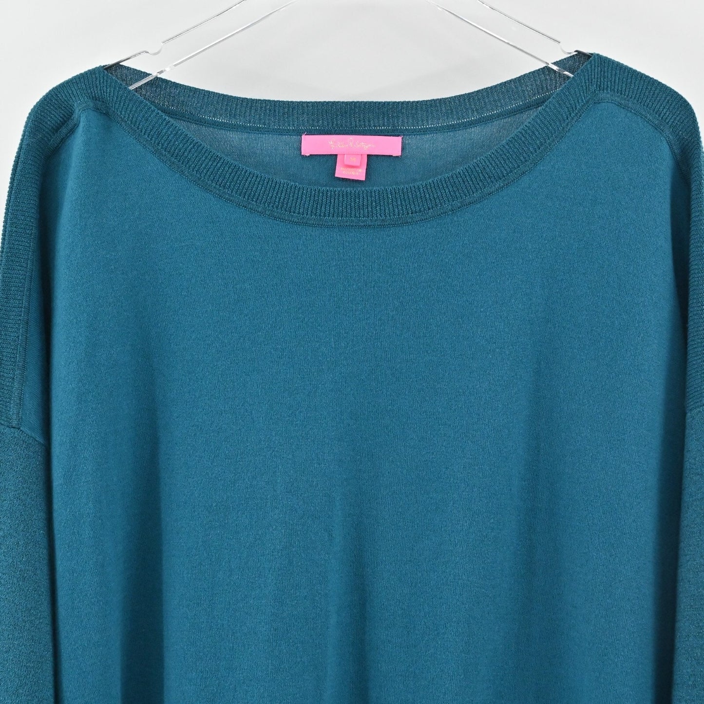 LILLY PULITZER Womens Cobo Boatneck Inky Sweater Size M Tidal Blue Metallic Knit