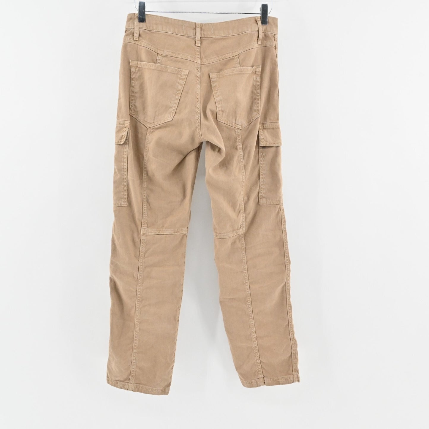 AMO Ellen Womens Pants Size 25 Straight Cargo Pocket Trouser Tan Linen Blend