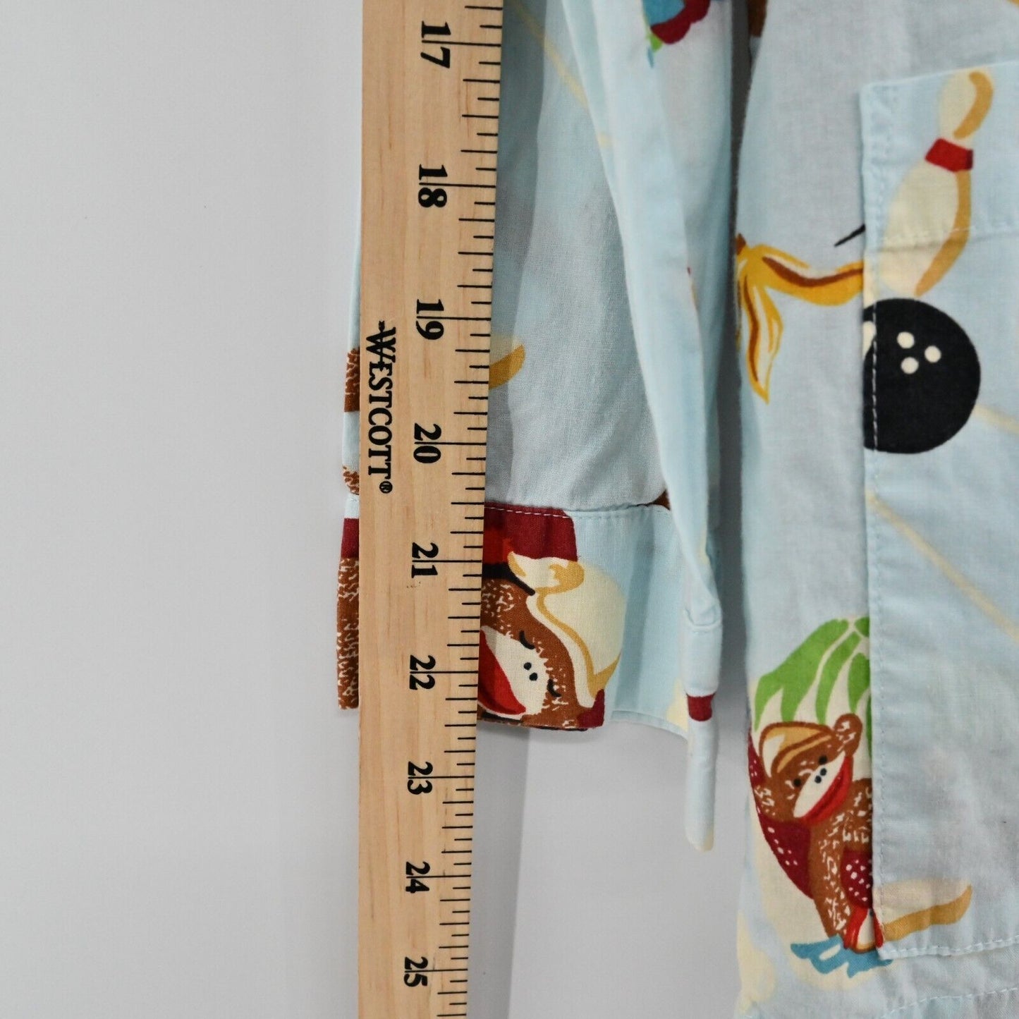 NICK NORA Womens Size S Sock Monkey Print Long Sleeve Button Up Pajama Shirt