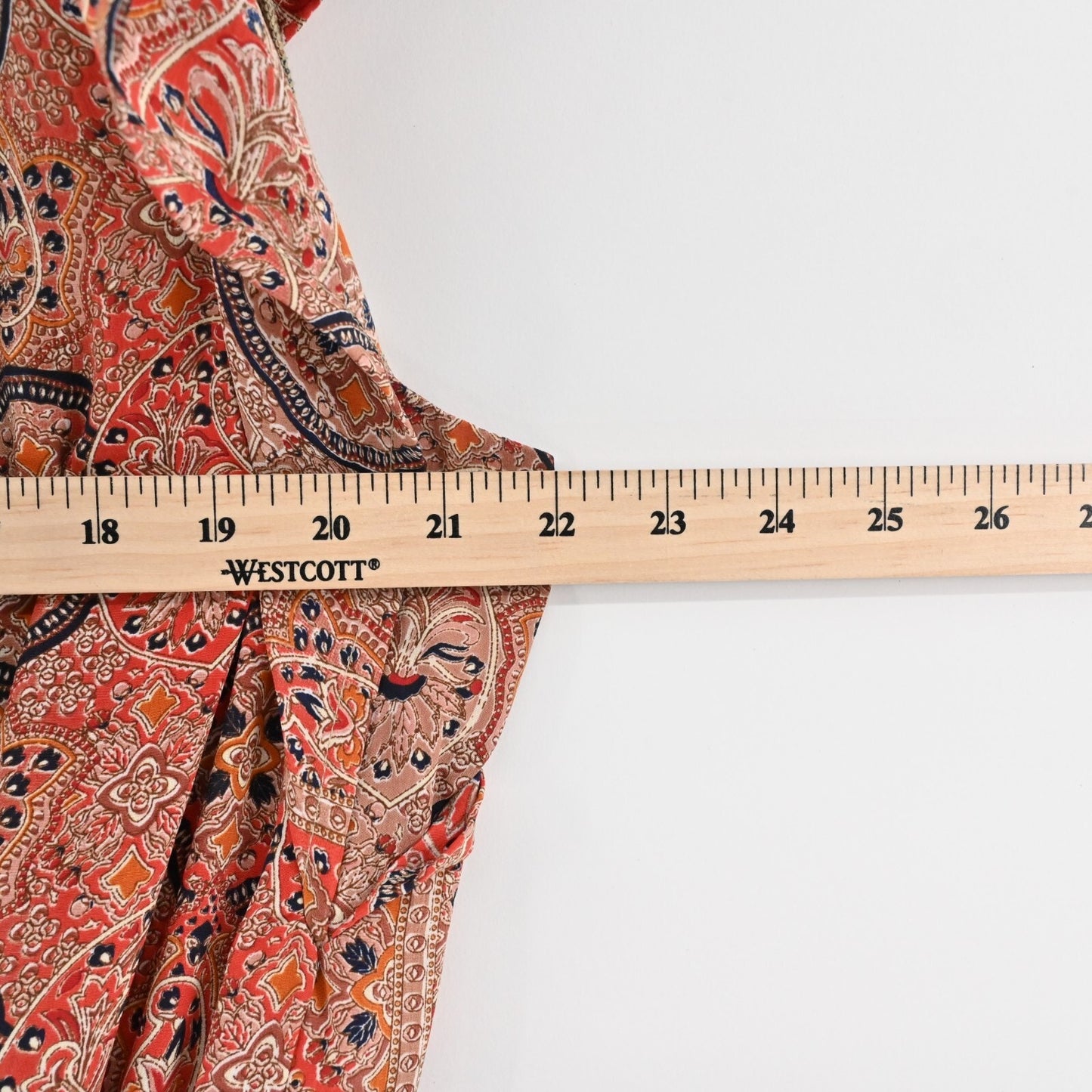 PERRY WALKER Dress Size XL Smocked Tie Front Paisley Print Tunic Mini Boho Retro