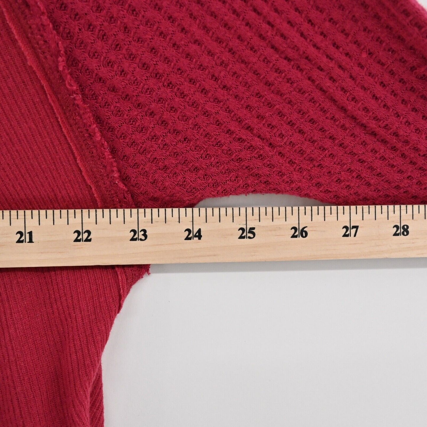 FREE PEOPLE Top Womens Sz S Red V Neck Raglan Long Sleeve Catalina Thermal Boho