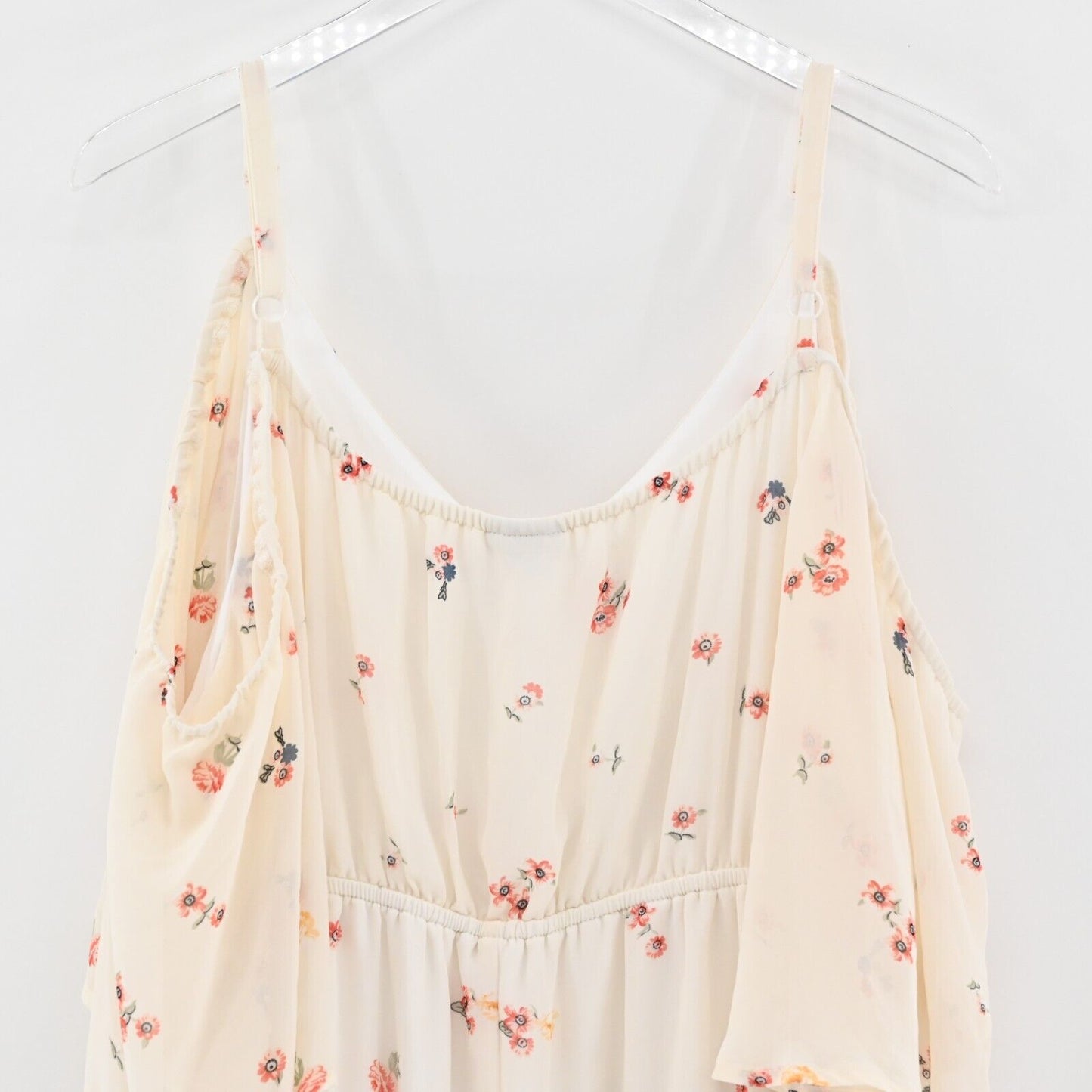 TORRID Dress Size 5X Cream Floral Print Cold Shoulder VNeck Cinch Waist Spring
