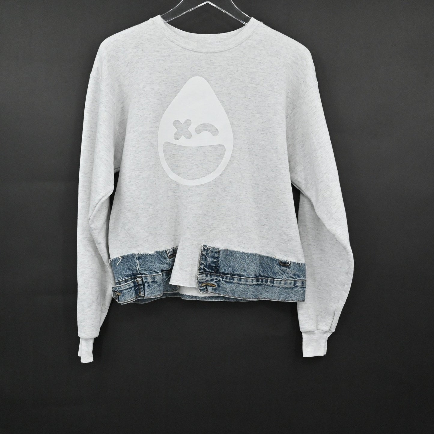 Unemployed Denim Womens Sweatshirt Size M Rumble Graphic Denim Upcycled Trendy