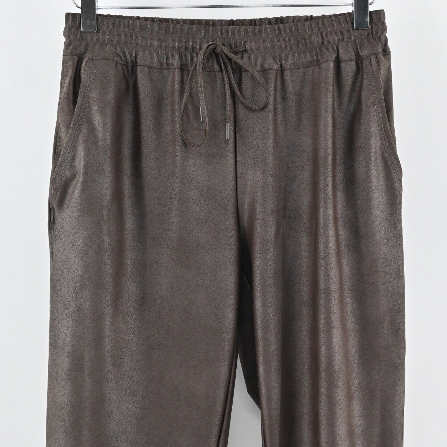 MAISON D AMELIE Pants Womens Sz S Brown Faux Leather High Rise Drawstring Jogger