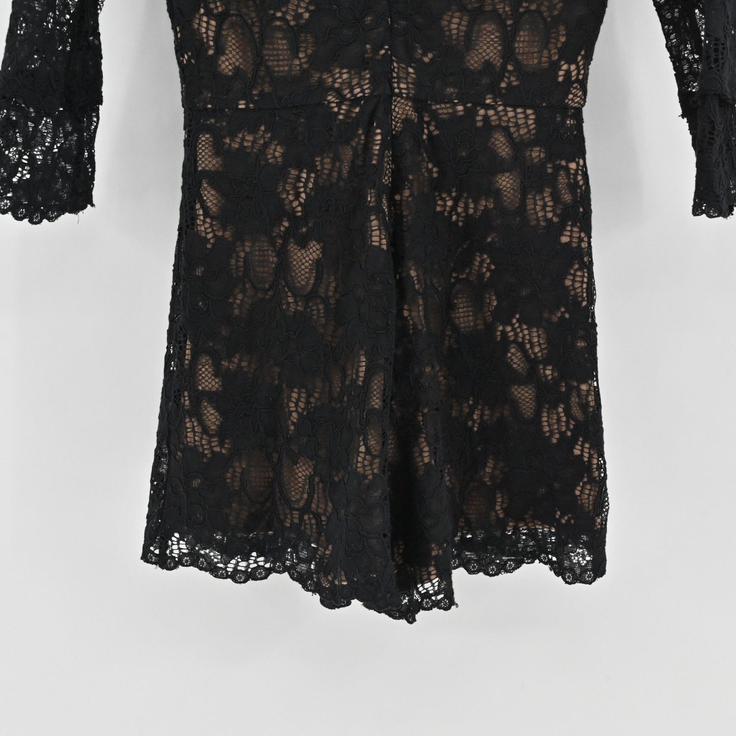 ALEXIS Womens Jing Black Lace Pattern Romper Size XS Mock Neck 3/4 Sleeve Chic