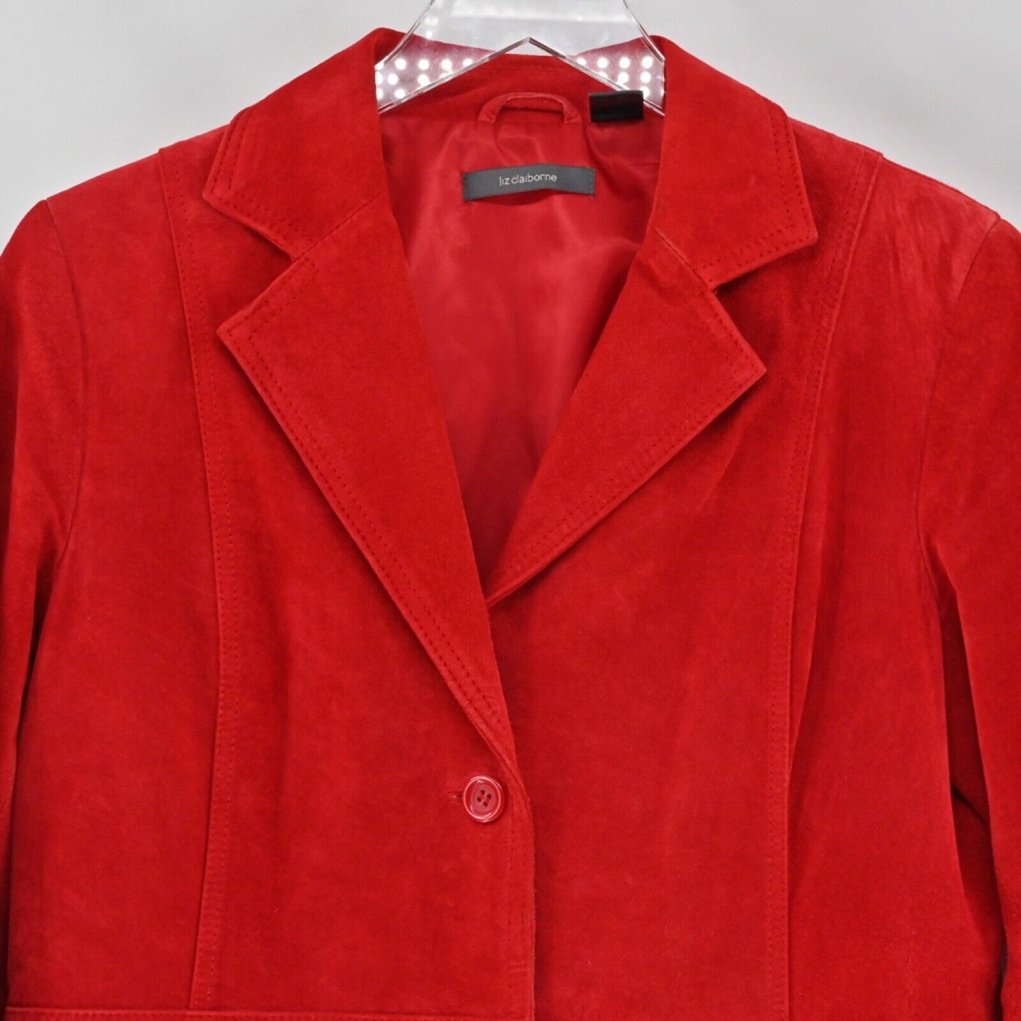 LIZ CLAIBORNE Jacket Womens Size M Suede Leather Red Button Front Retro 00s Y2K