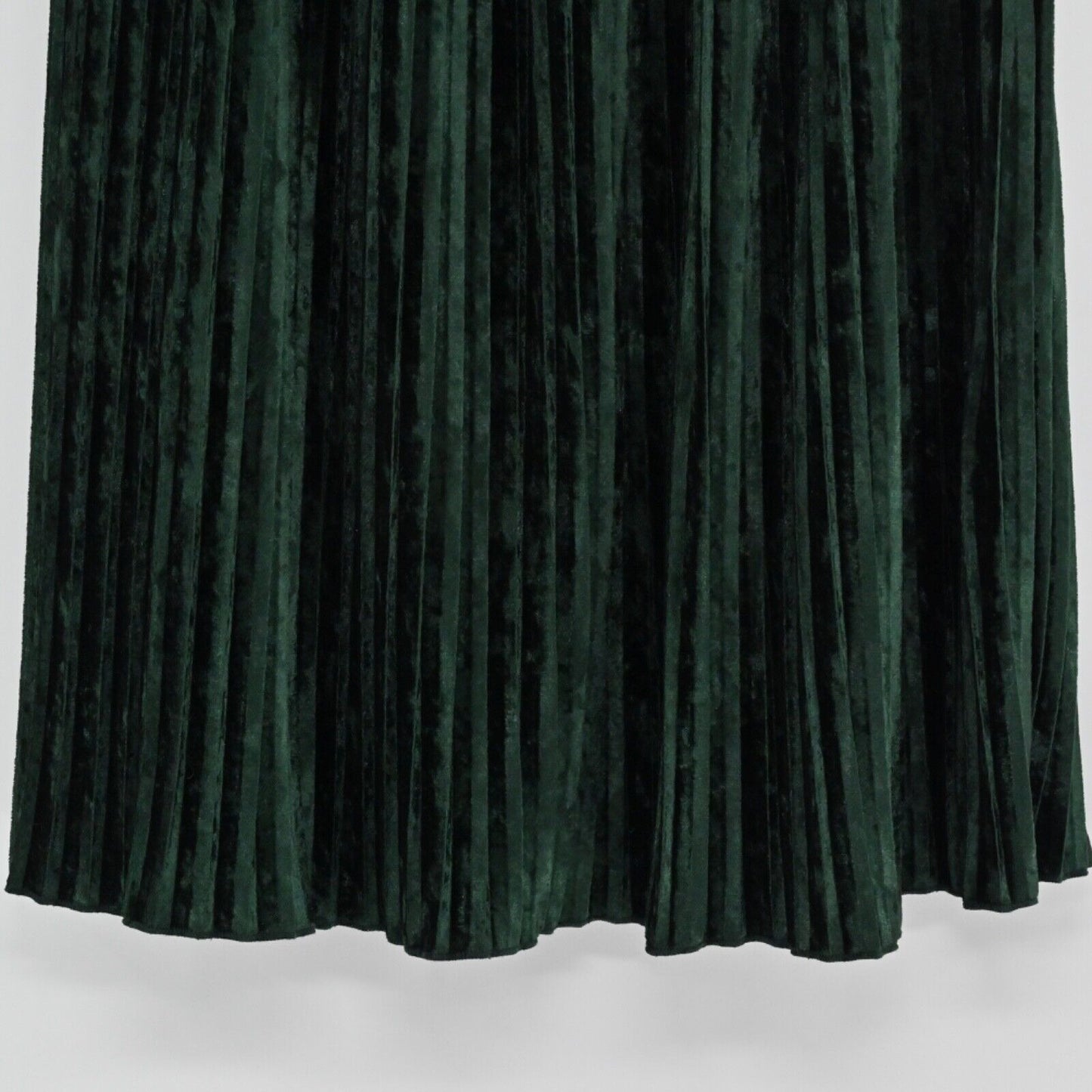 ZARA Skirt Set Womens Size XS Blouse Pleated Velour Emerald Green Retro Career
