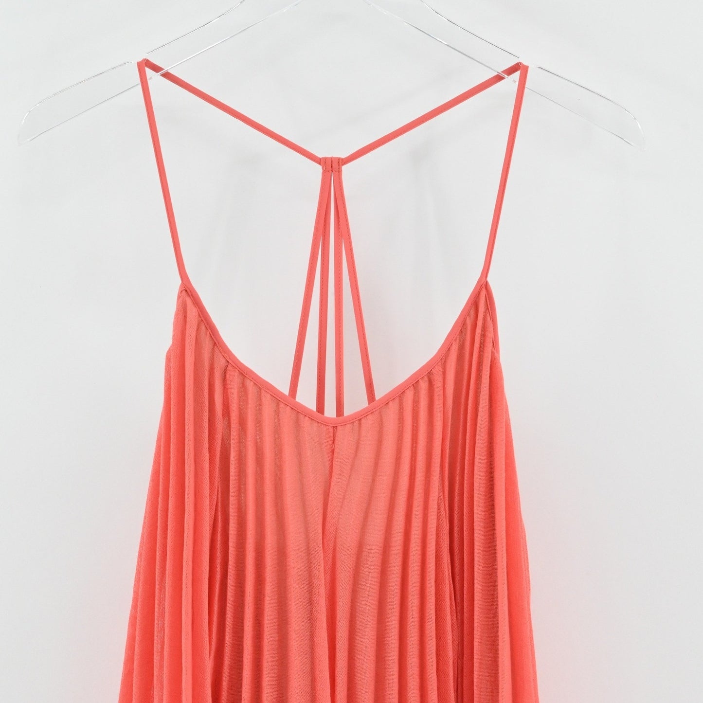 BCBGMAXAZRIA Gisselle Pleated Mini Dress Size XS Coral Sleeveless Bohemian NEW