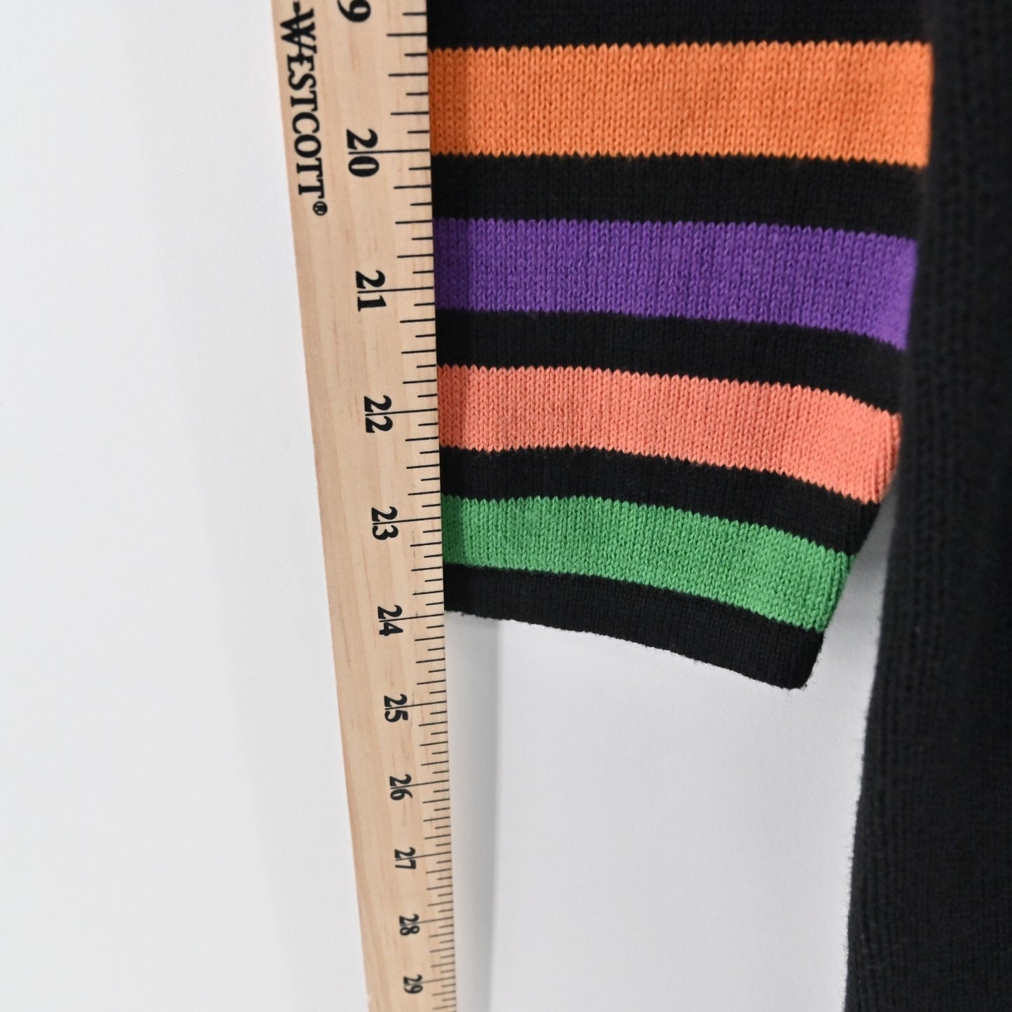 BOB MACKIE Cardigan Sweater Womens Size L Wearable Art Multicolor Stripe Knit