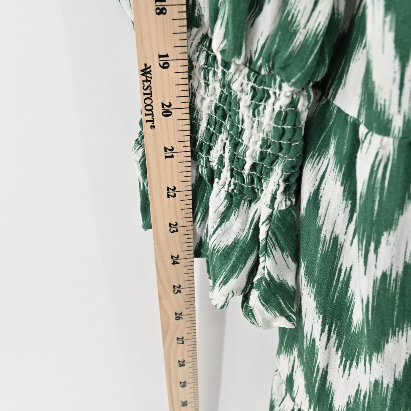 POMANDER PLACE Ikat Kenzo Dress Sz 2XL Green Chevron Ruffle Tiered Tuckernuck