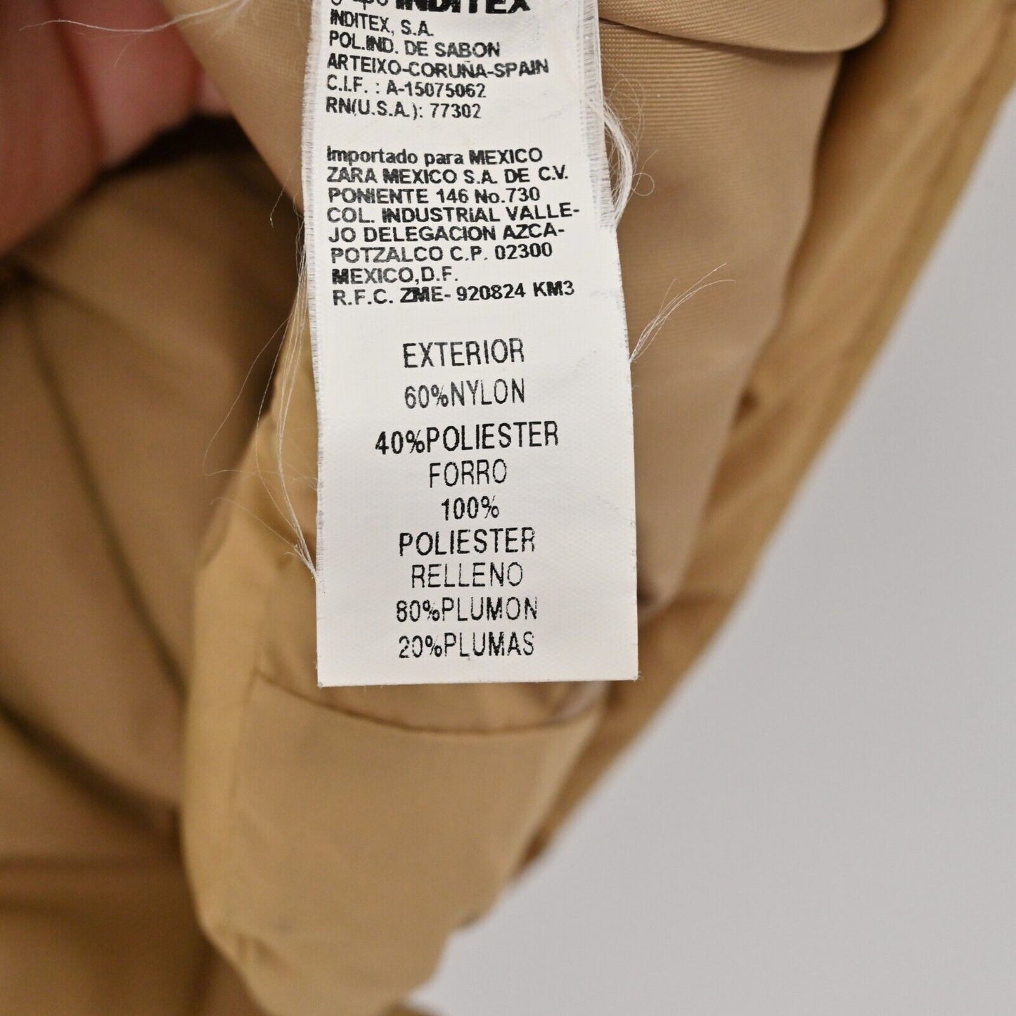 ZARA Jacket Womens Size L Basic Puffer Long Sleeve Brown Button Coat Wide Collar