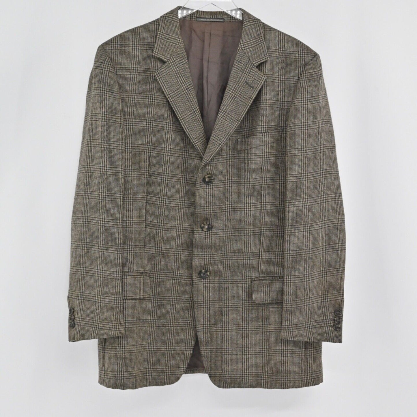Vtg ERMENEGILDO ZEGNA Blazer Mens Sz 52 Brown Plaid Mohair Academia Houndstooth