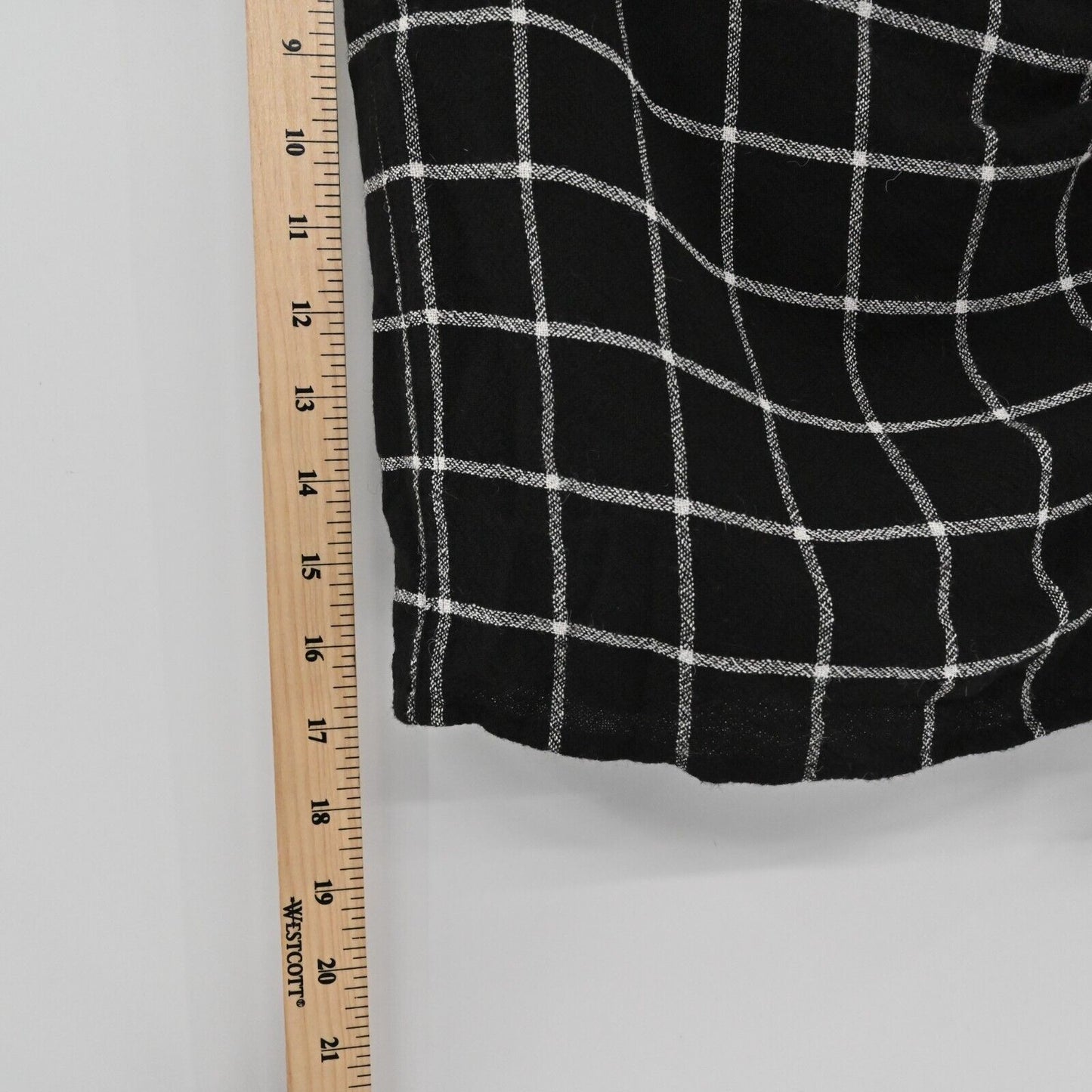 MADEWELL Skirt Womens Sz 10 Windowpane Check Ruffle Front Black White Wool Blend