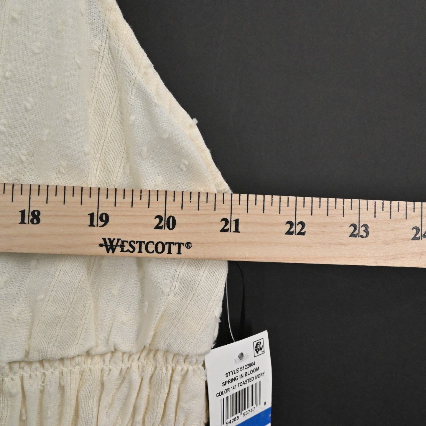 1 STATE Dress Sz XL Midi Smocked Waist Cotton Swiss Dot Cottagecore Prairie NEW