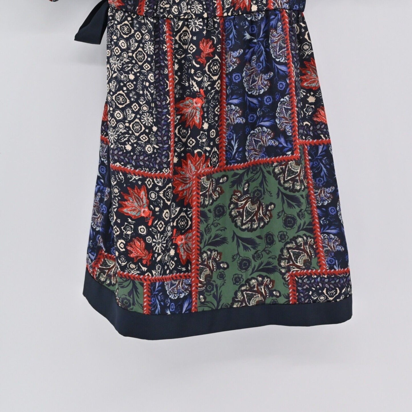 ZARA Dress Womens Sz Small Floral Wrap Mini Patchwork Boho Kimono Dolman Sleeve