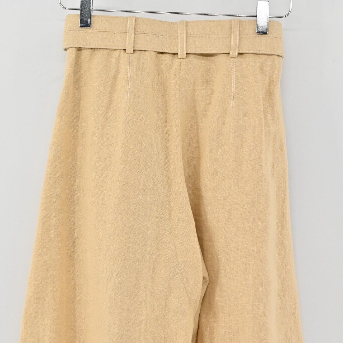NICHOLAS Pants Womens Size 2 Natural Linen High Rise Wide Leg Pleated Cropped