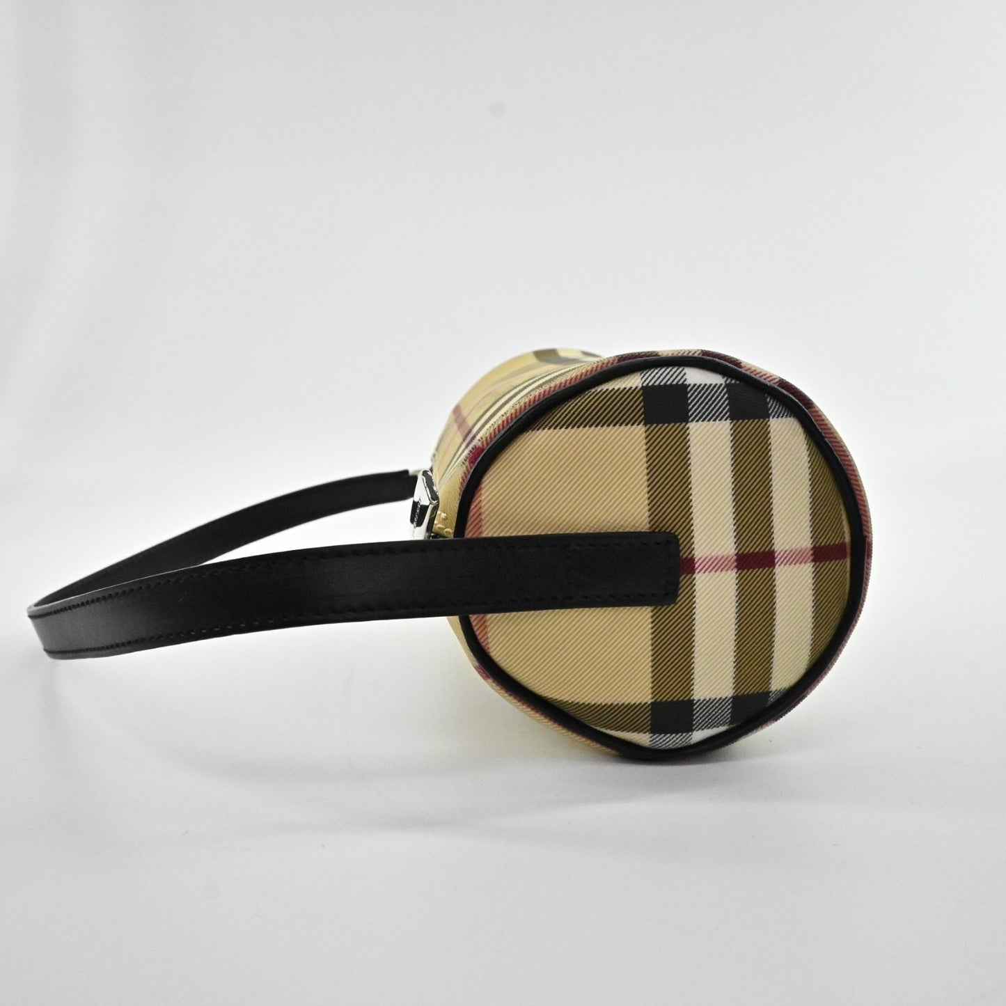 Vtg BURBERRY Mini Barrel Bag Nova Check Tan Plaid Signature Zip Closure Shoulder