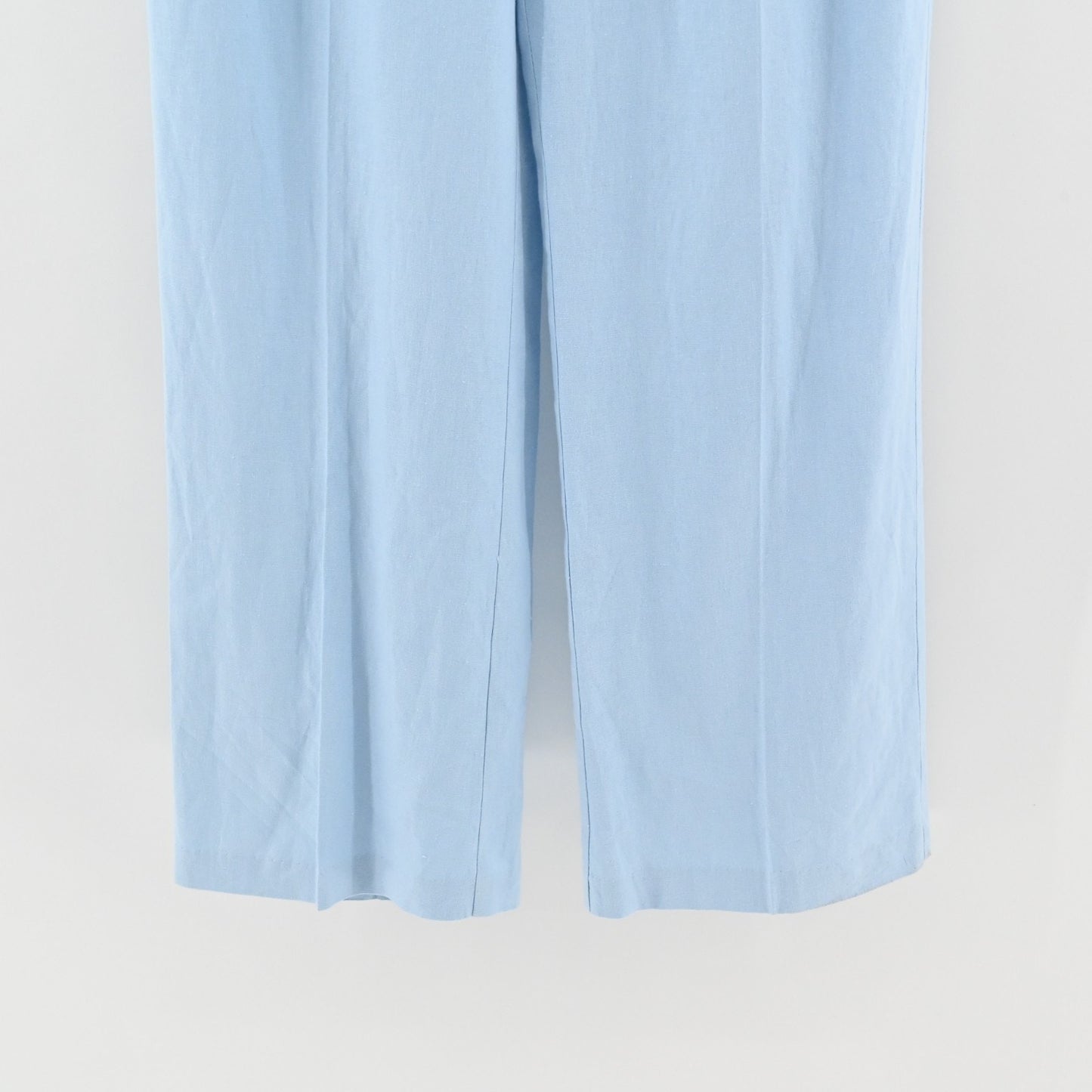 Zara Womens Blue Wide Leg Pants Size L Drawstring Waist High Rise Linen Blend