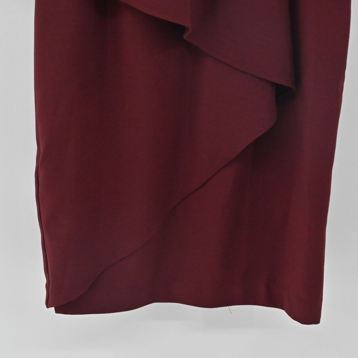WHITE HOUSE BLACK MARKET Dress Womens Size 2 Burgundy Ruffle Sleeveless Sheath