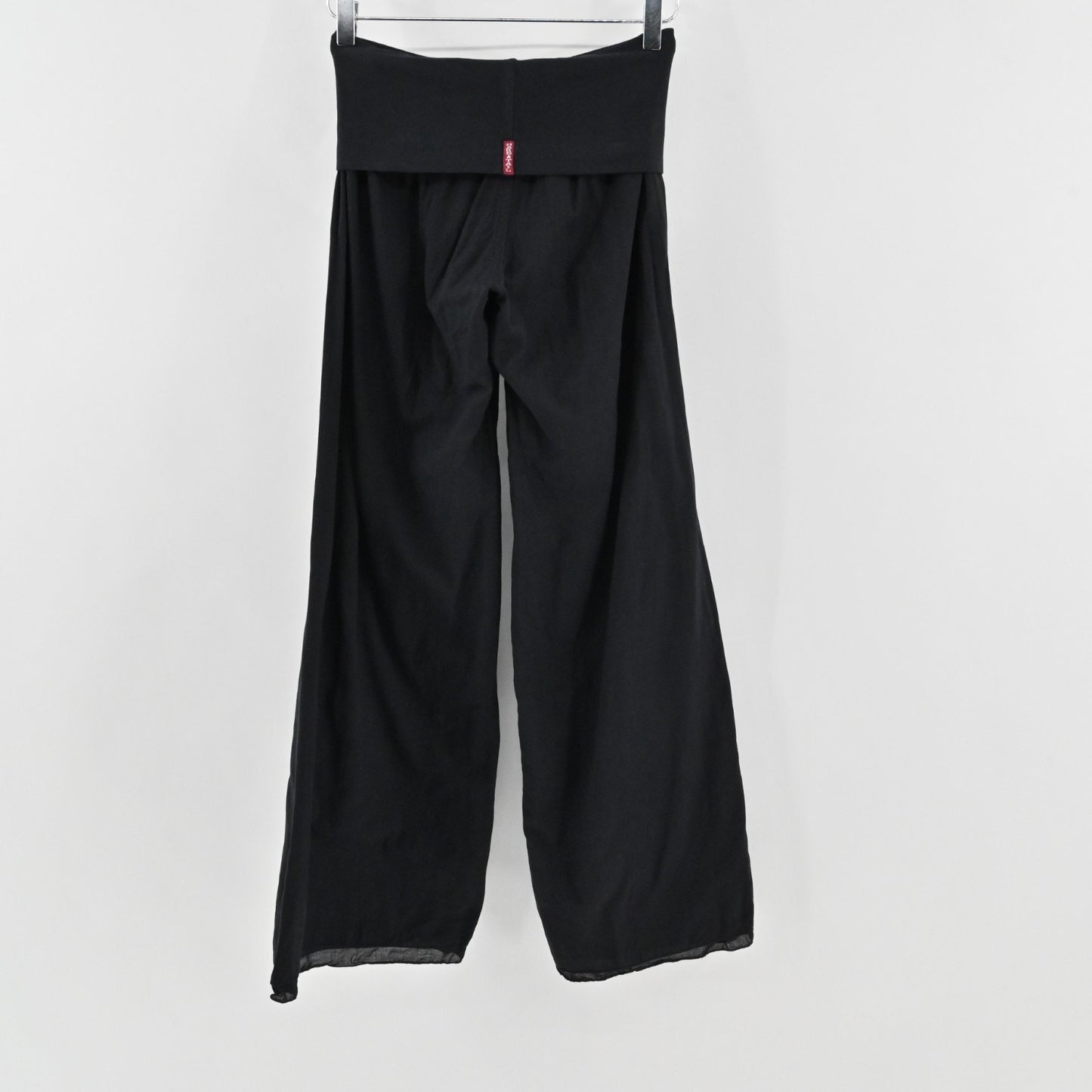 Vintage Y2k Hard Tail Womens Wide Leg Fold Over Pants Size S Black Cotton Yoga