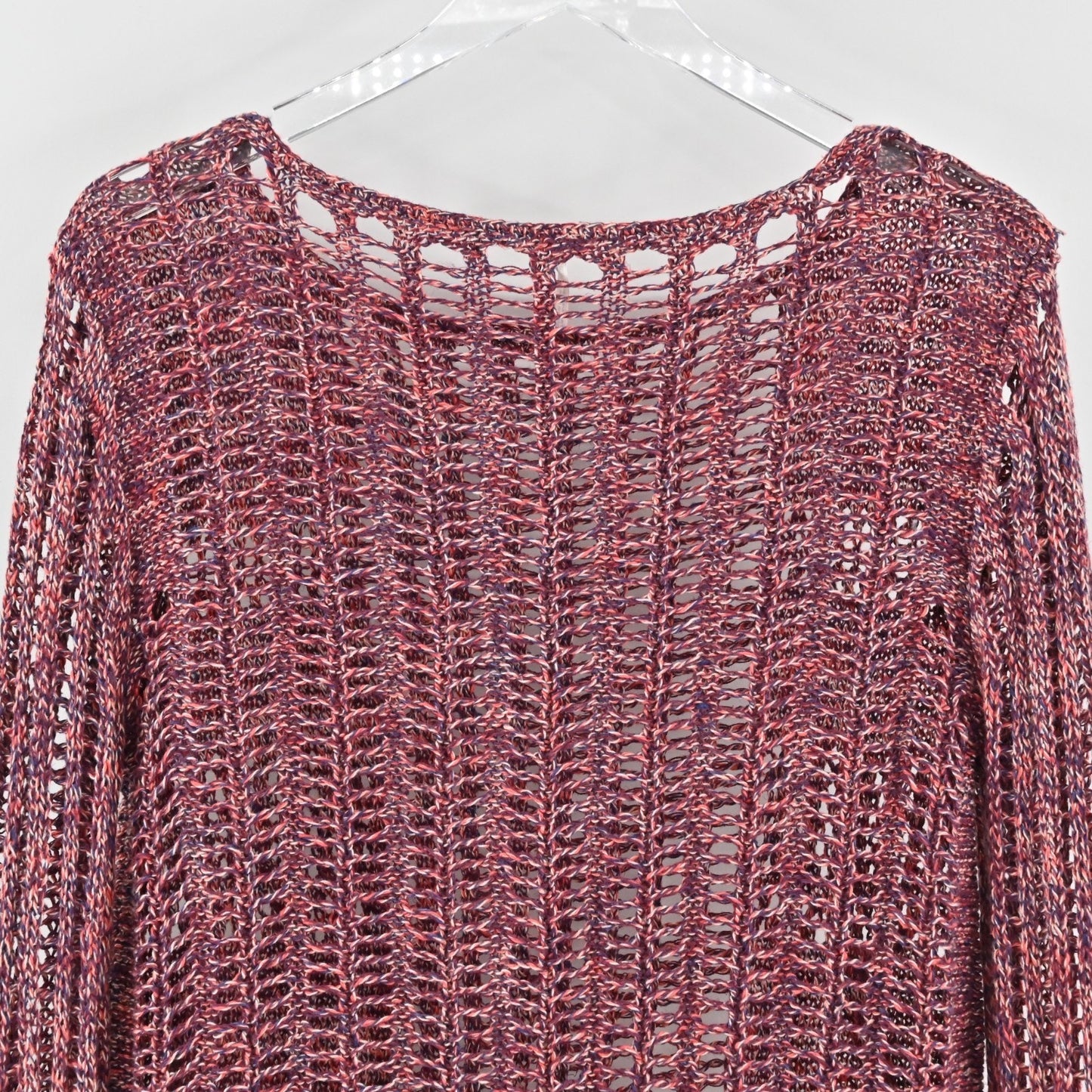 Free People Womens Goccia Open Crochet Sweater Size M Linen Blend Cropped Boho