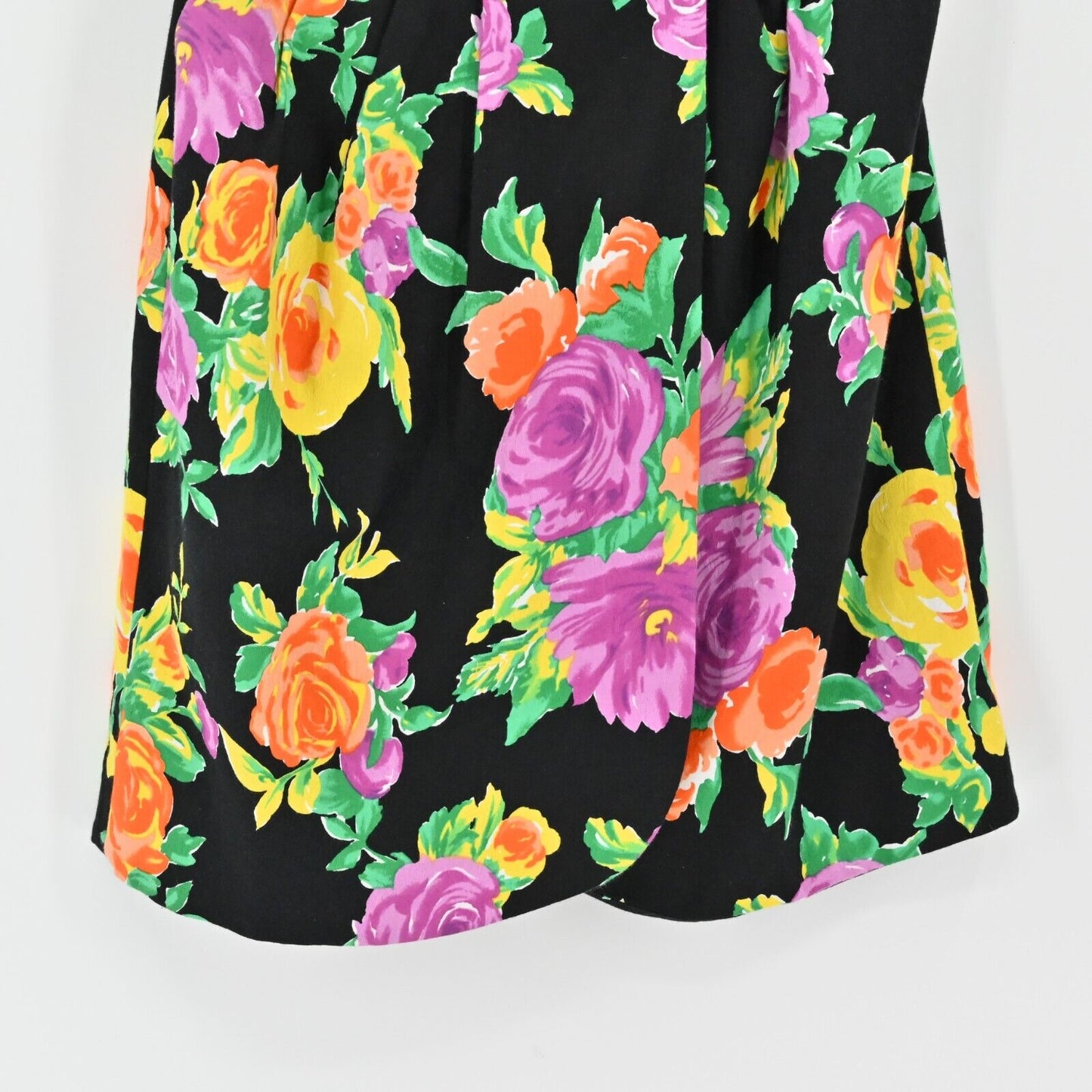 PHOEBE COUTURE Womens Size 2 One Shoulder Black Floral Dress Gathered Pleated