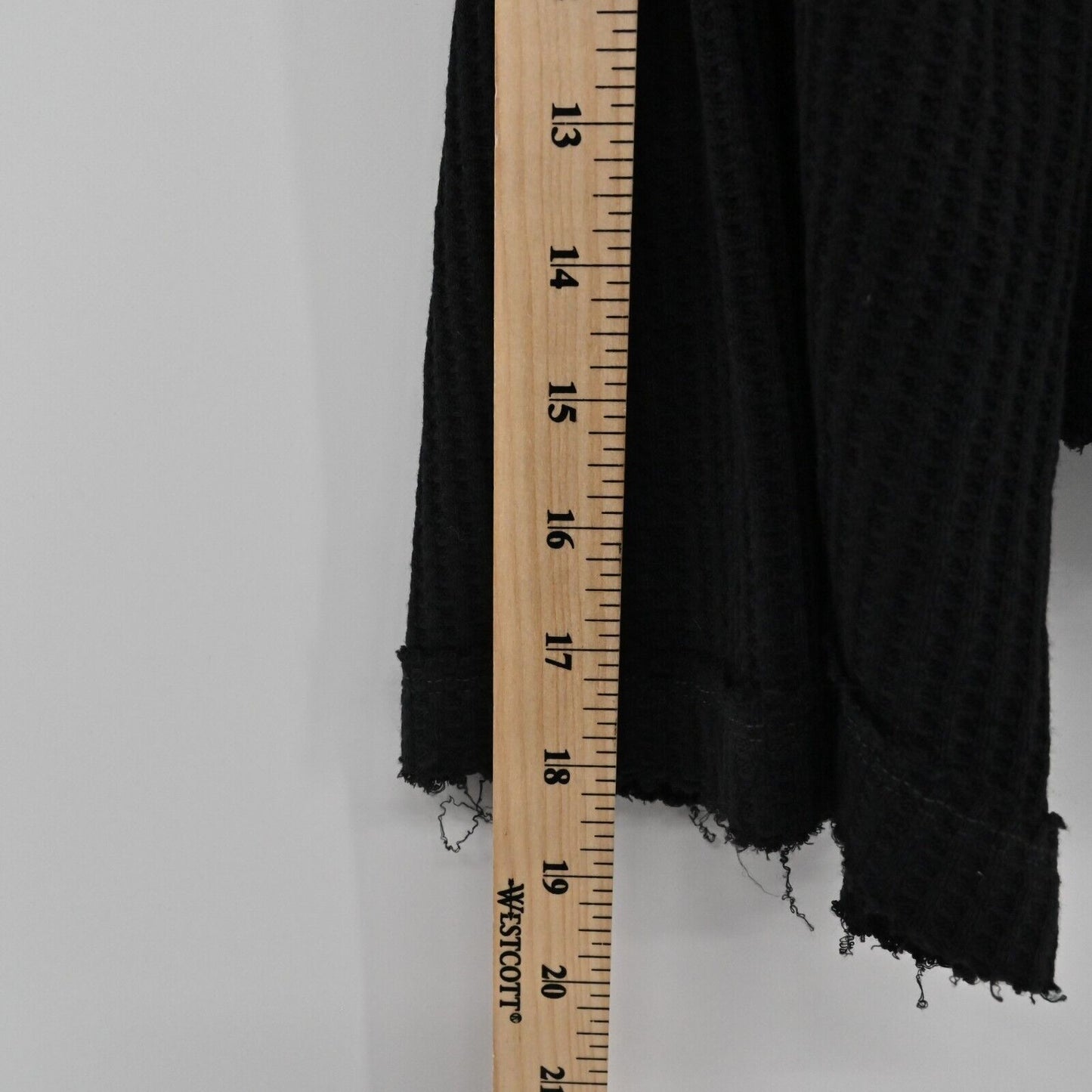 FREE PEOPLE Top Womens Size M Dahlia Thermal Bell Sleeve Waffle Knit Black Boho