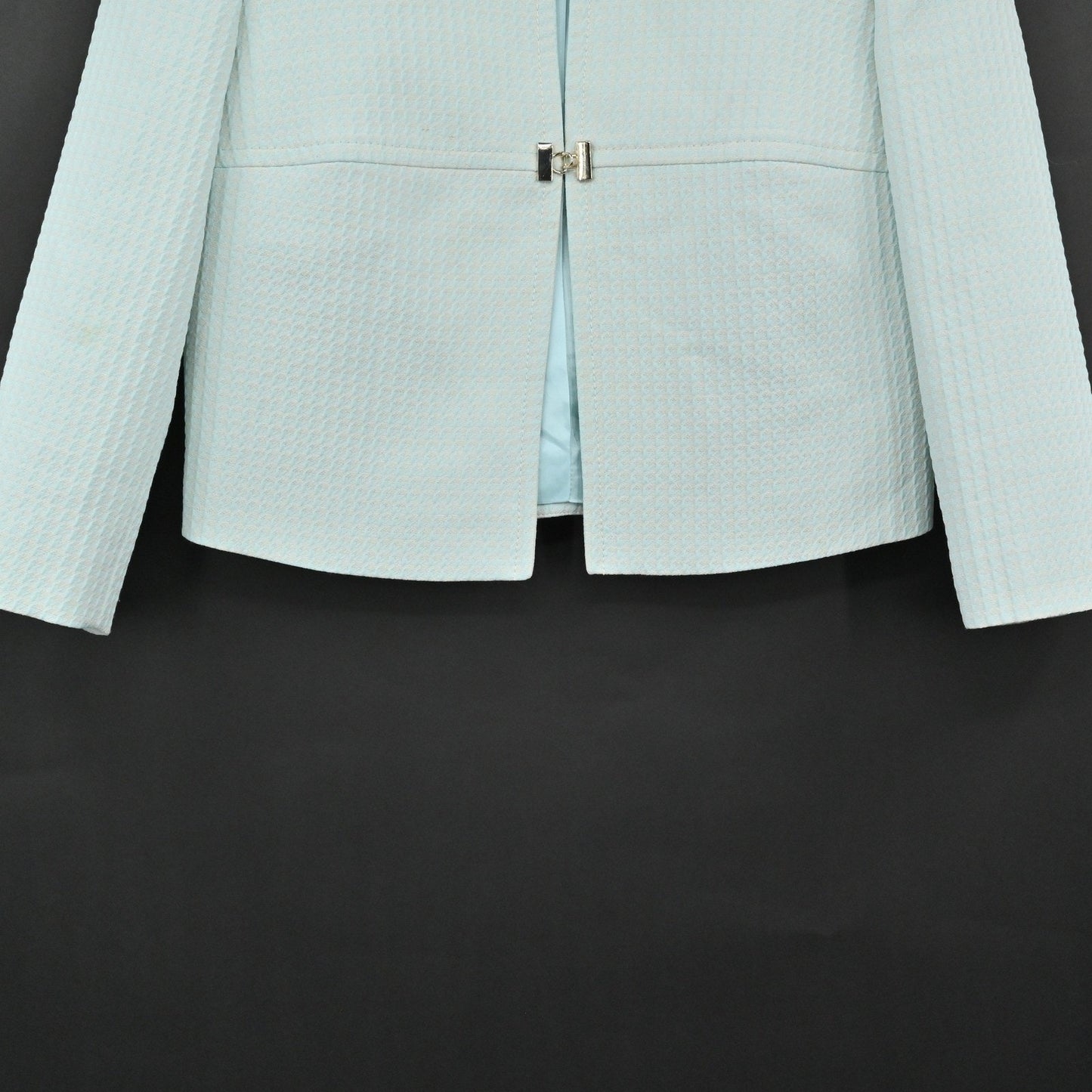 Monica Ricci Womens Textured Blazer Size 4 Light Green Peplum Hem Italy Chic