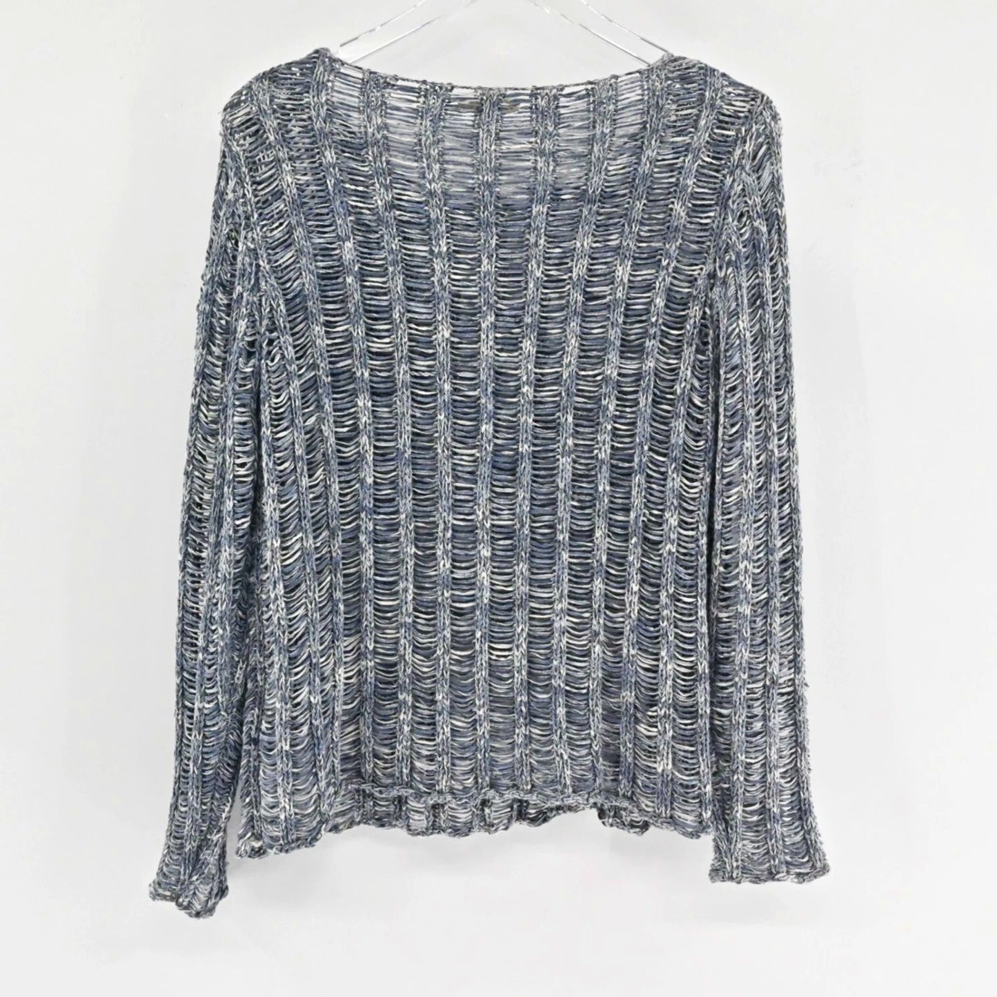 EILEEN FISHER Womens Blue Knit Sweater Size PL Wonder Ladder Pullover Boatneck