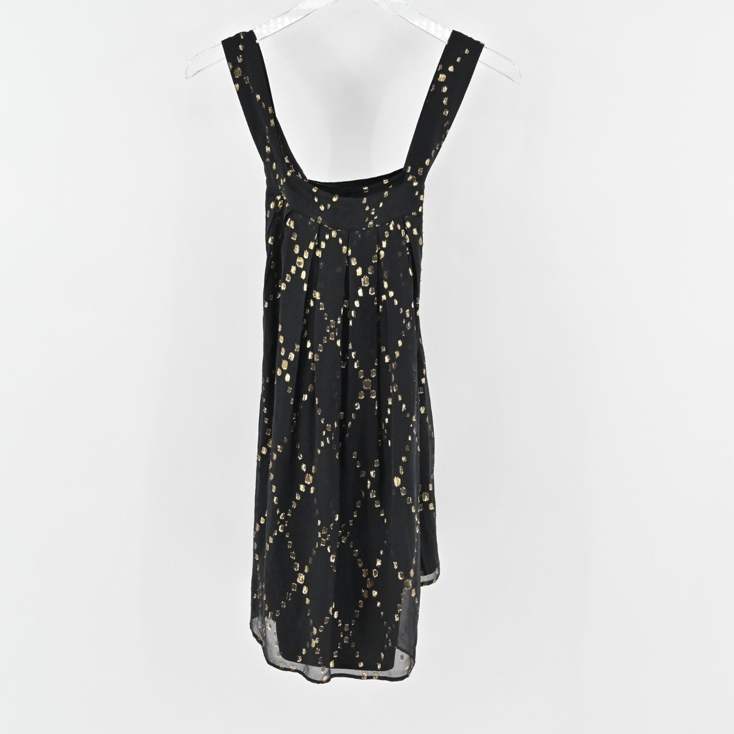 ADAM LIPPES Silk Dress Sz 6 AdamPlusEve Black Gold Lurex Detail Sleeveless Mini