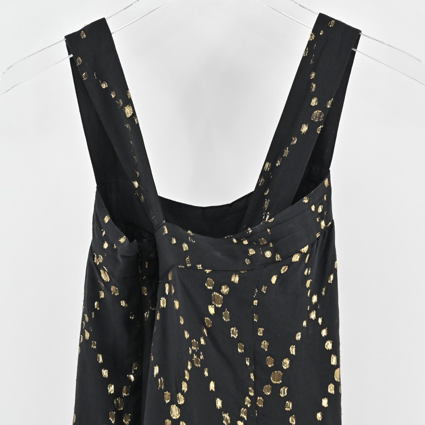 ADAM LIPPES Silk Dress Sz 6 AdamPlusEve Black Gold Lurex Detail Sleeveless Mini